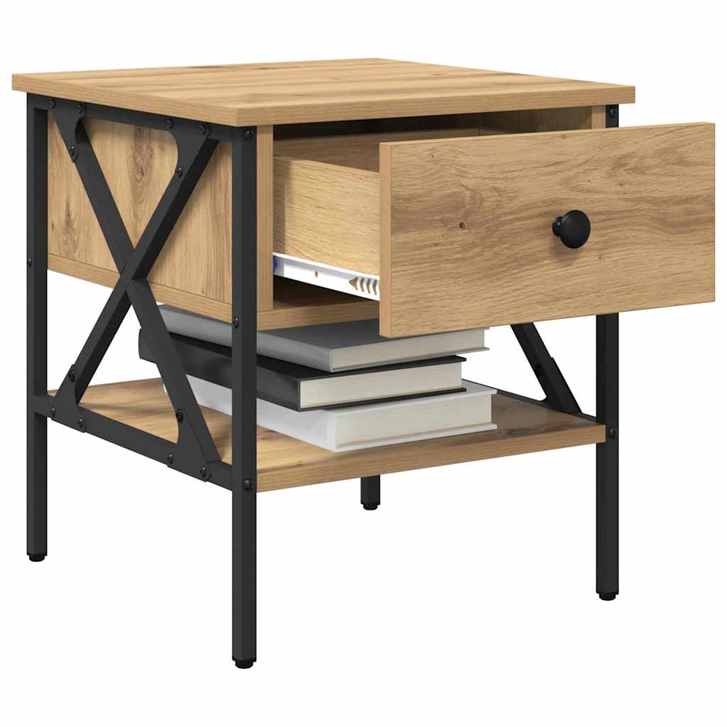 vidaXL Κομοδίνο με συρτάρι 2 pcs artisan δρυς 40 x 42 x 45 εκ.