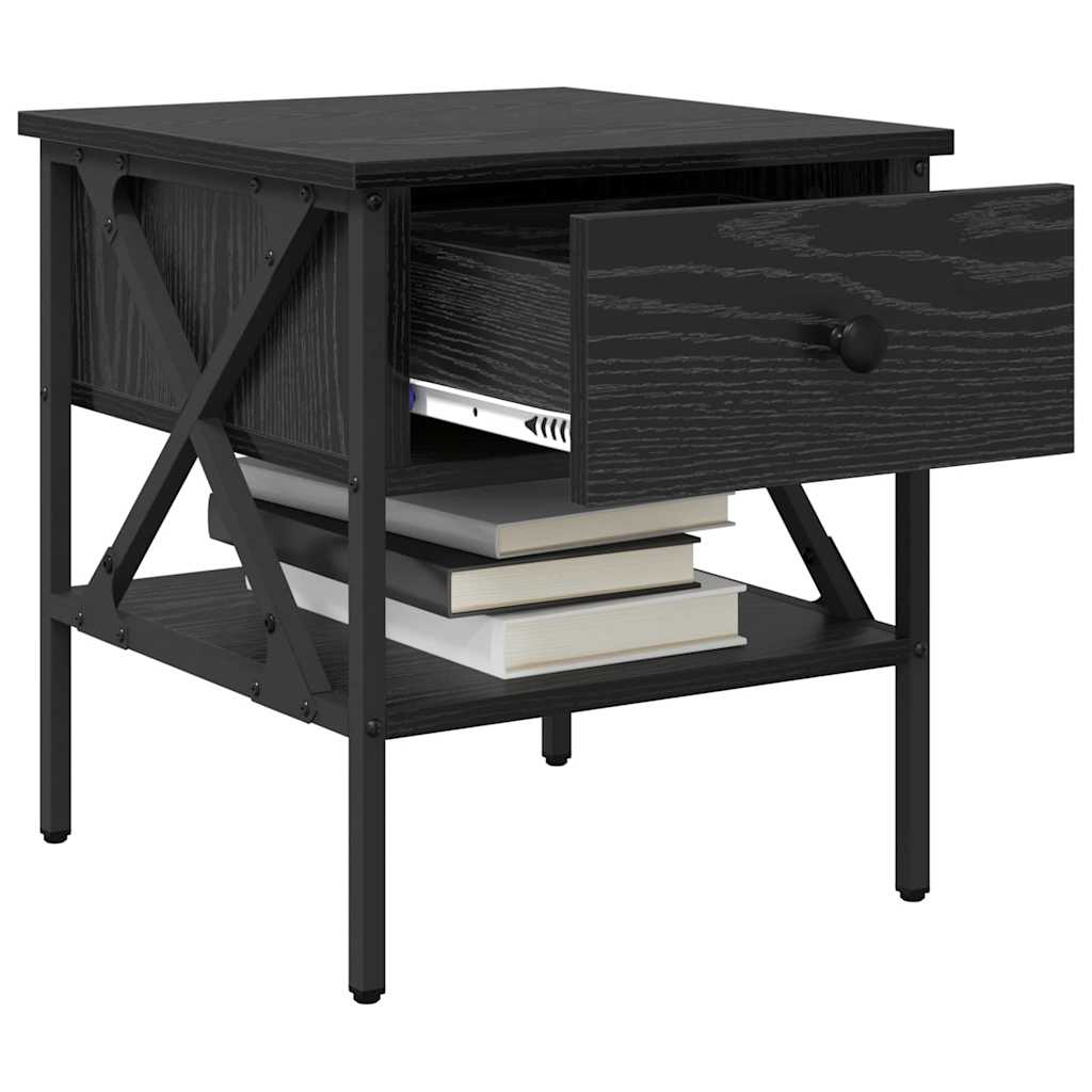 vidaXL Κομοδίνο με συρτάρι Μαύρη δρυς 40 x 42 x 45 εκ.