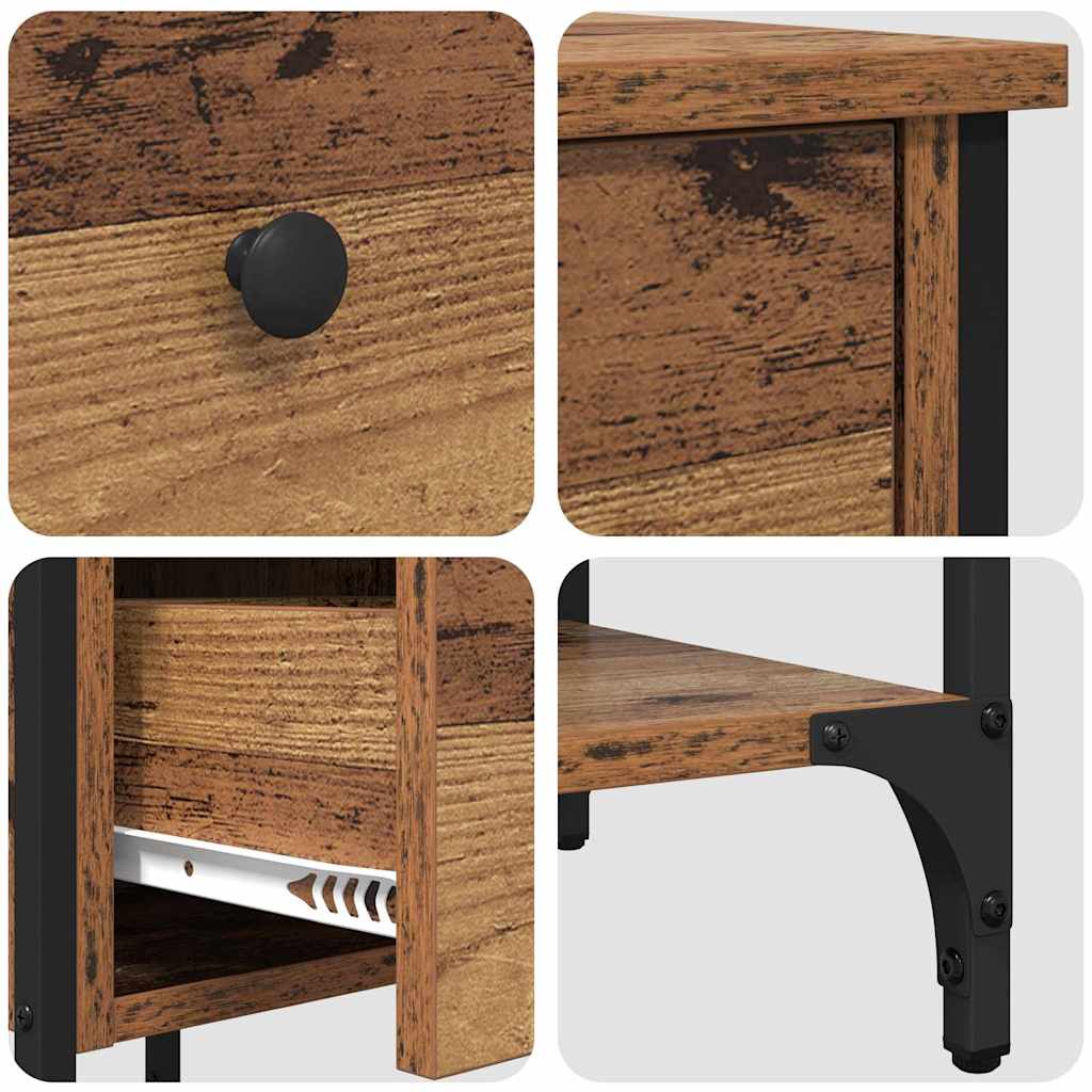 vidaXL Κομοδίνο 2 pcs Καφέ 33.5 x 36 x 70 εκ Στερεό Ανακτηθέν Ξύλο