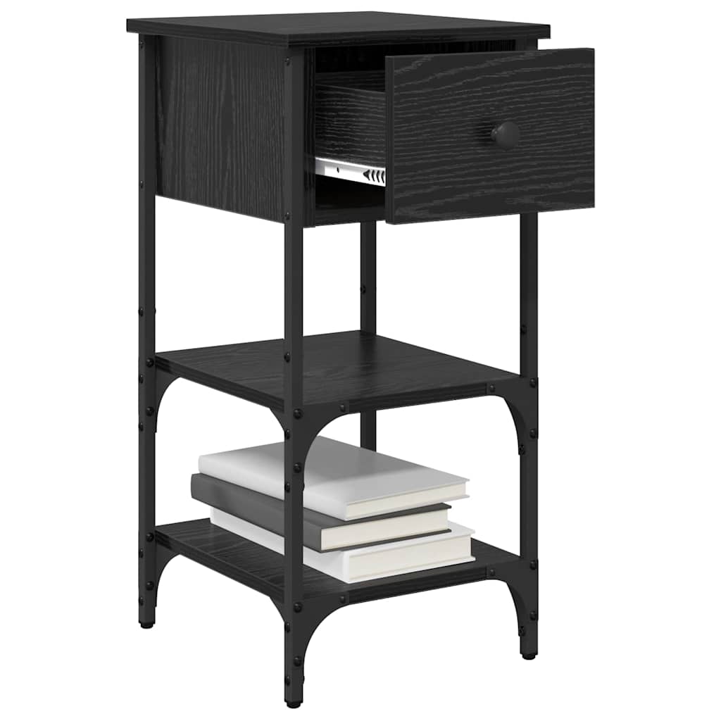 vidaXL Κομοδίνο Μαύρη Οξυά 33.5 x 36 x 70 εκ Στερεό Ανακτηθέν Ξύλο