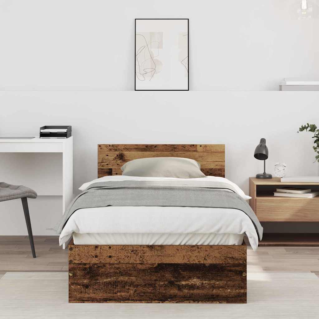 vidaXL Σκελετός Κρεβατιού Παλαιό ξύλο 90 x 200 cm Επεξεργασμένο ξύλο