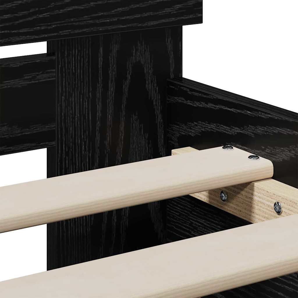 vidaXL Κρεβάτι με Κεφαλάρι Μαύρη Δρυς 90 x 200 cm Επεξεργασμένο ξύλο