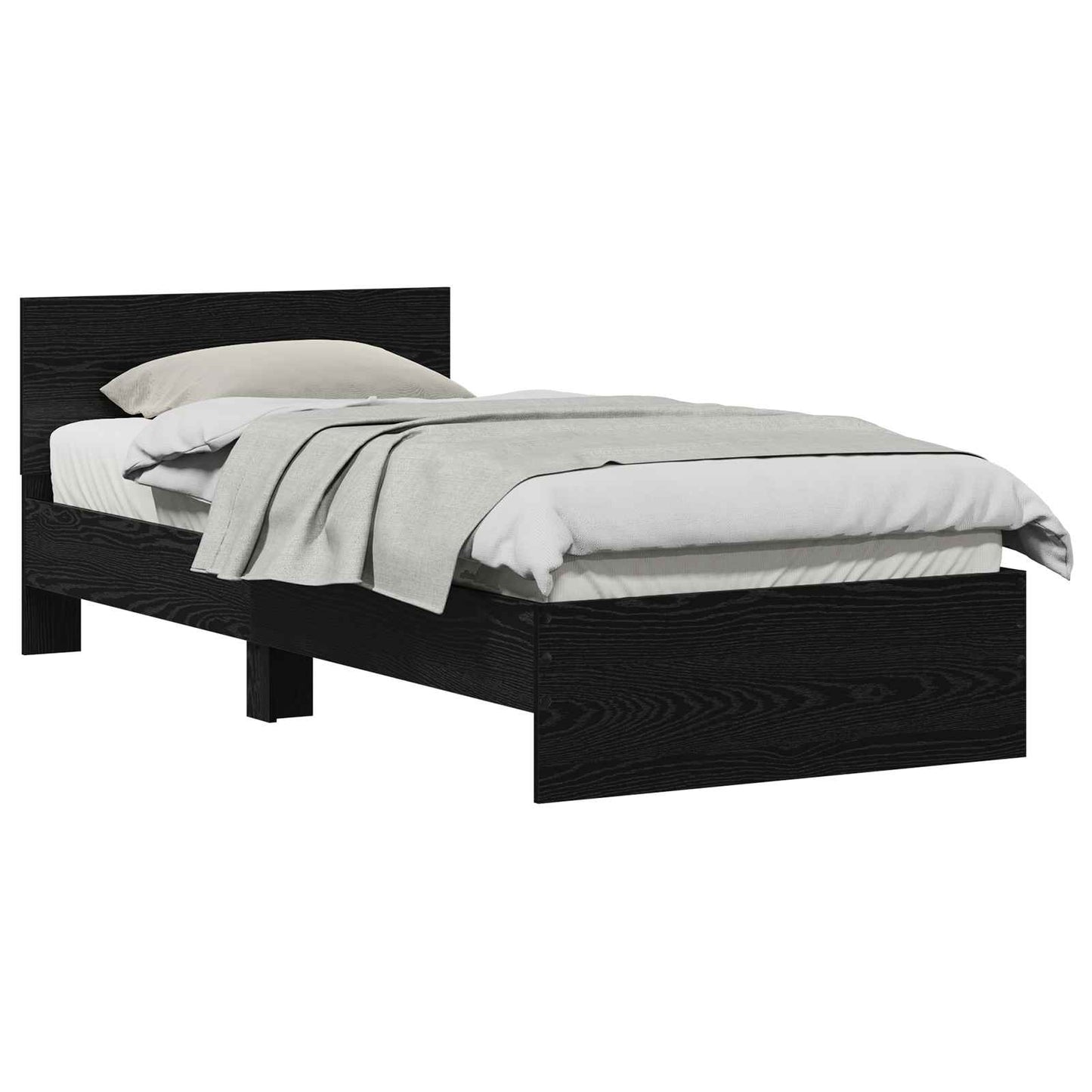vidaXL Κρεβάτι με Κεφαλάρι Μαύρη Δρυς 90 x 200 cm Επεξεργασμένο ξύλο