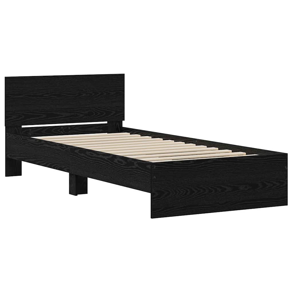 vidaXL Κρεβάτι με Κεφαλάρι Μαύρη Δρυς 90 x 200 cm Επεξεργασμένο ξύλο