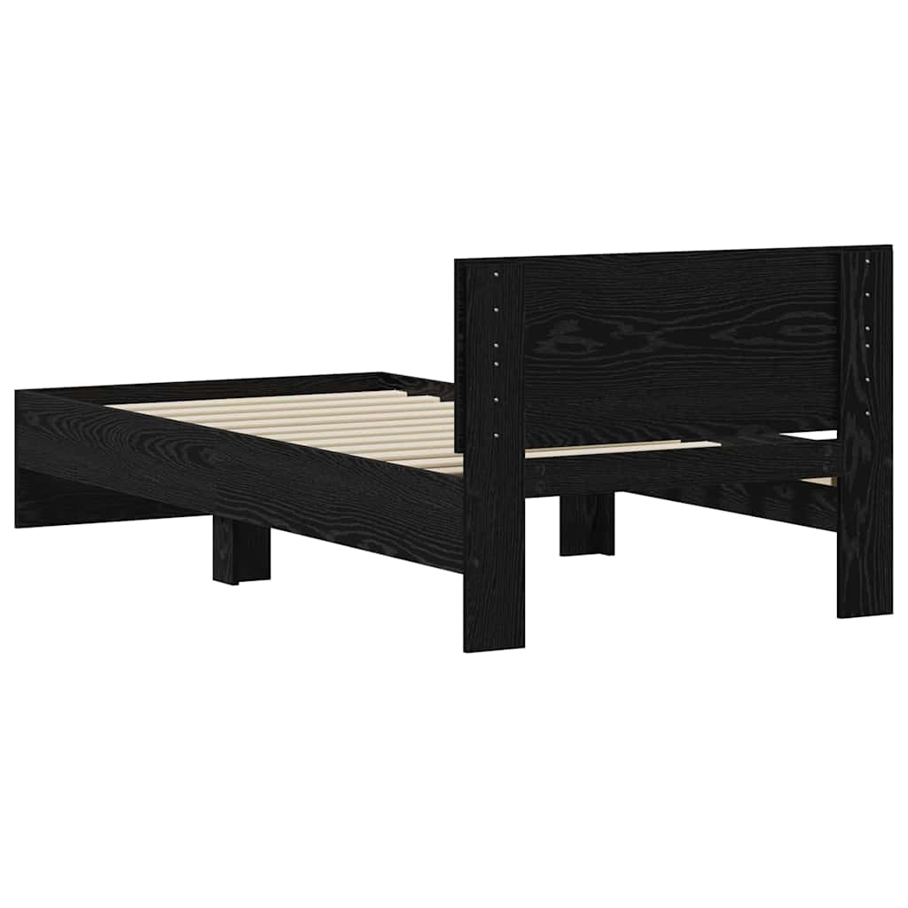 vidaXL Κρεβάτι με Κεφαλάρι Μαύρη Δρυς 90 x 200 cm Επεξεργασμένο ξύλο