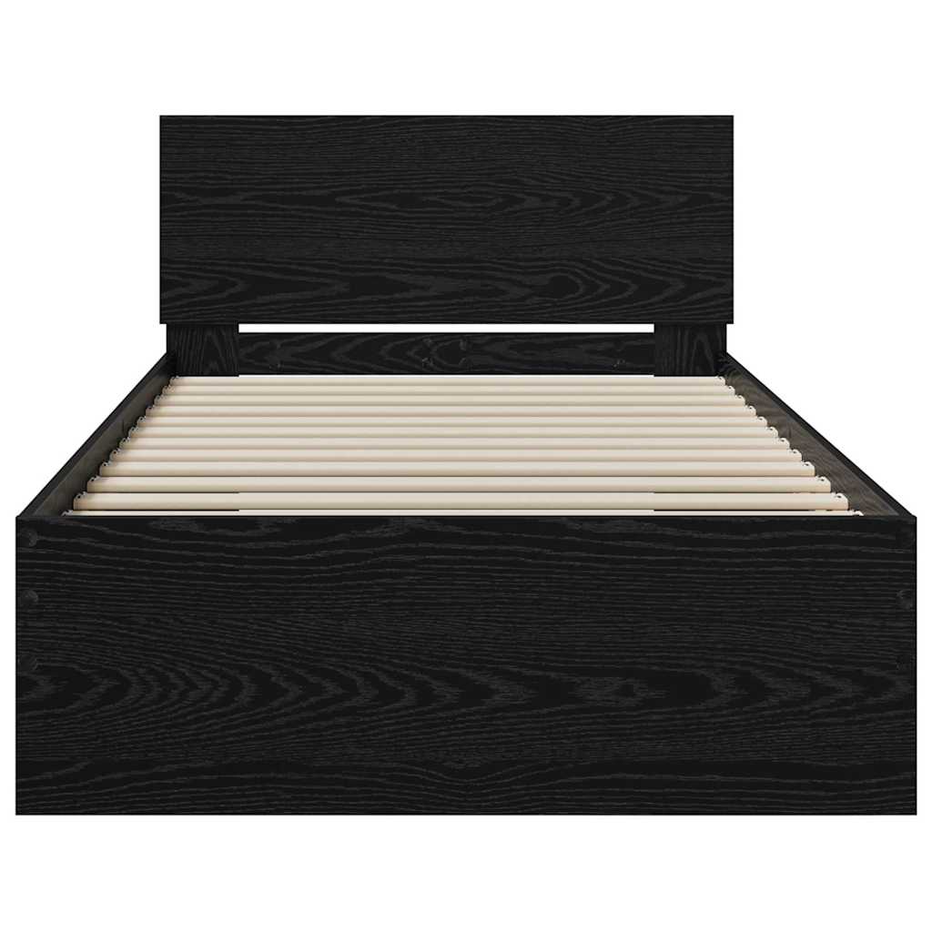 vidaXL Κρεβάτι με Κεφαλάρι Μαύρη Δρυς 90 x 200 cm Επεξεργασμένο ξύλο