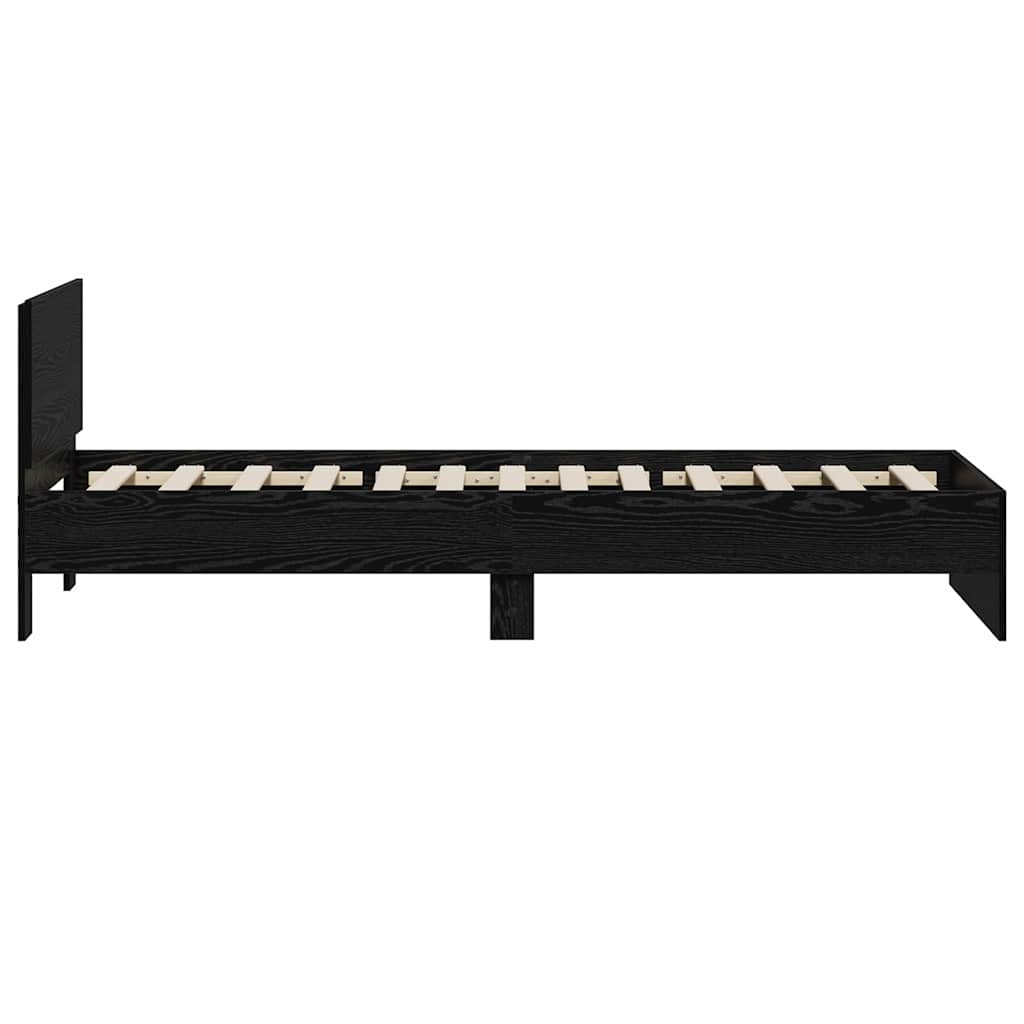 vidaXL Κρεβάτι με Κεφαλάρι Μαύρη Δρυς 90 x 200 cm Επεξεργασμένο ξύλο