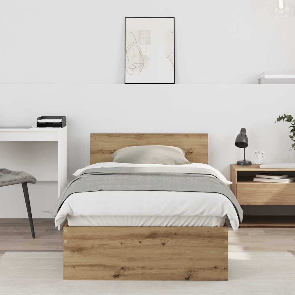 vidaXL Κρεβάτι με Κεφαλάρι Artisan Δρυς 90 x 190 cm Επεξεργασμένο ξύλο