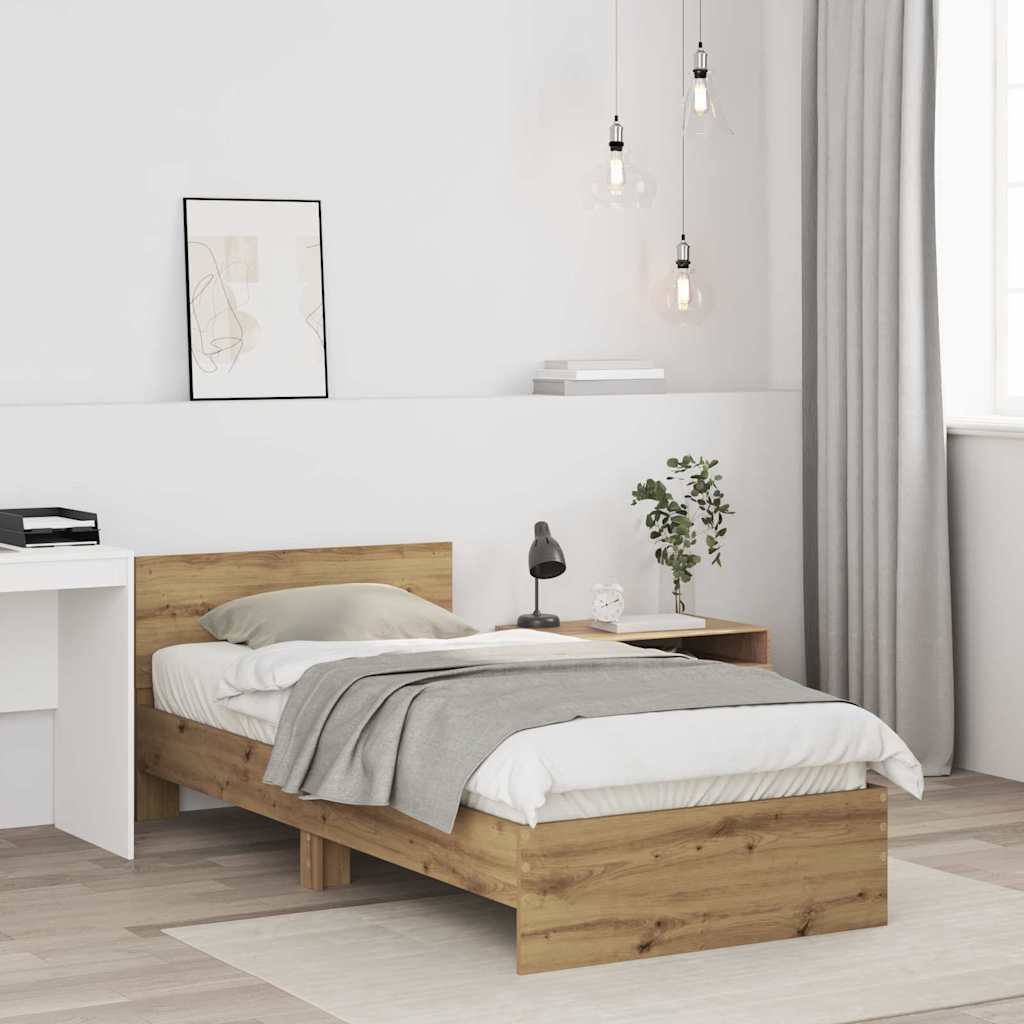 vidaXL Κρεβάτι με Κεφαλάρι Artisan Δρυς 90 x 190 cm Επεξεργασμένο ξύλο
