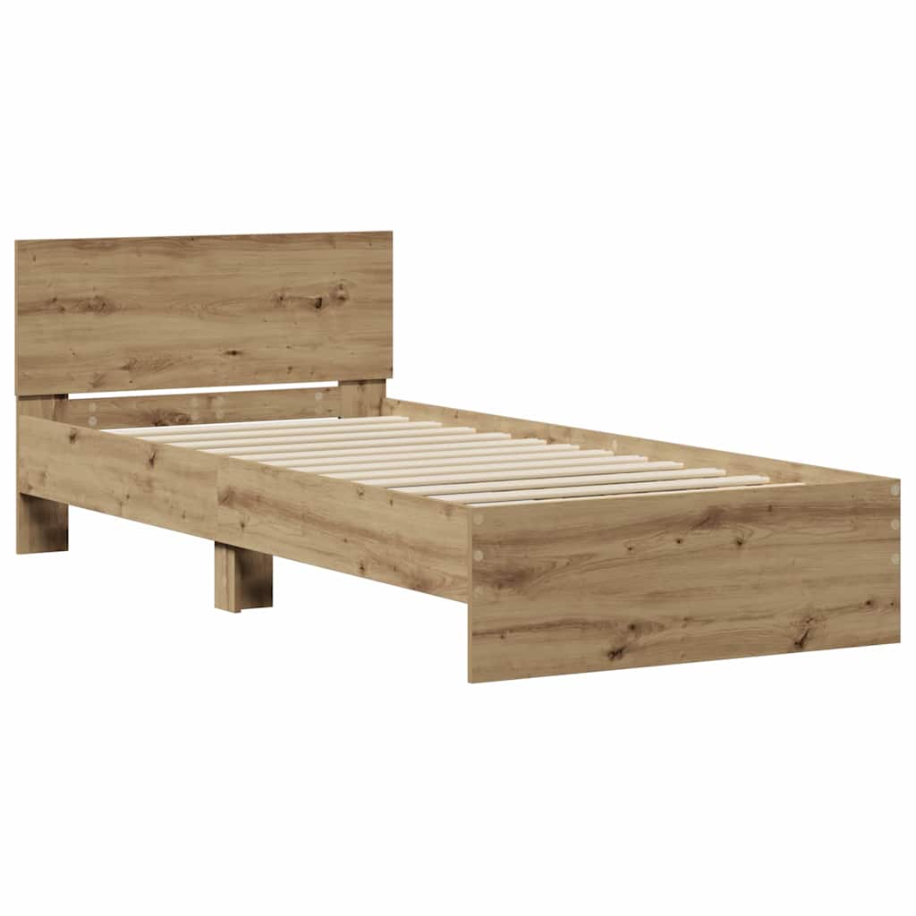 vidaXL Κρεβάτι με Κεφαλάρι Artisan Δρυς 90 x 190 cm Επεξεργασμένο ξύλο