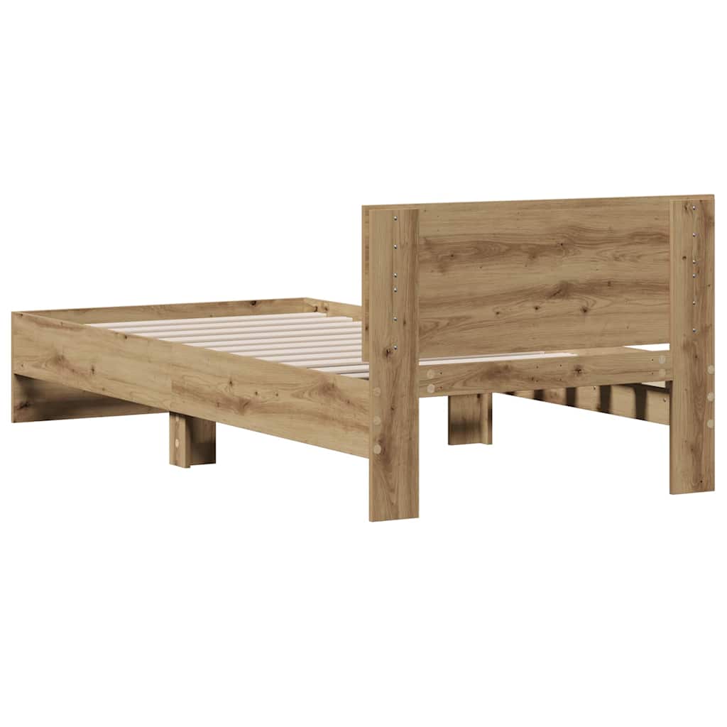 vidaXL Κρεβάτι με Κεφαλάρι Artisan Δρυς 90 x 190 cm Επεξεργασμένο ξύλο