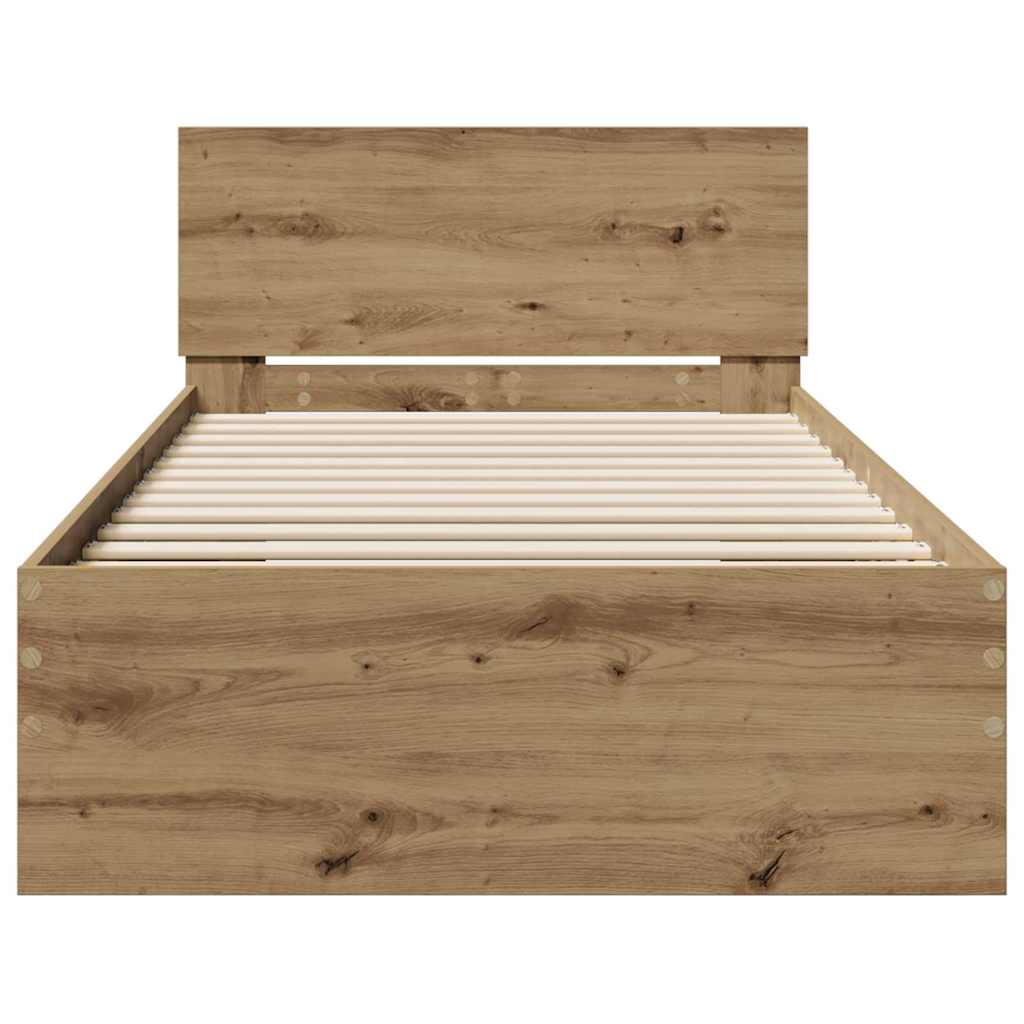 vidaXL Κρεβάτι με Κεφαλάρι Artisan Δρυς 90 x 190 cm Επεξεργασμένο ξύλο