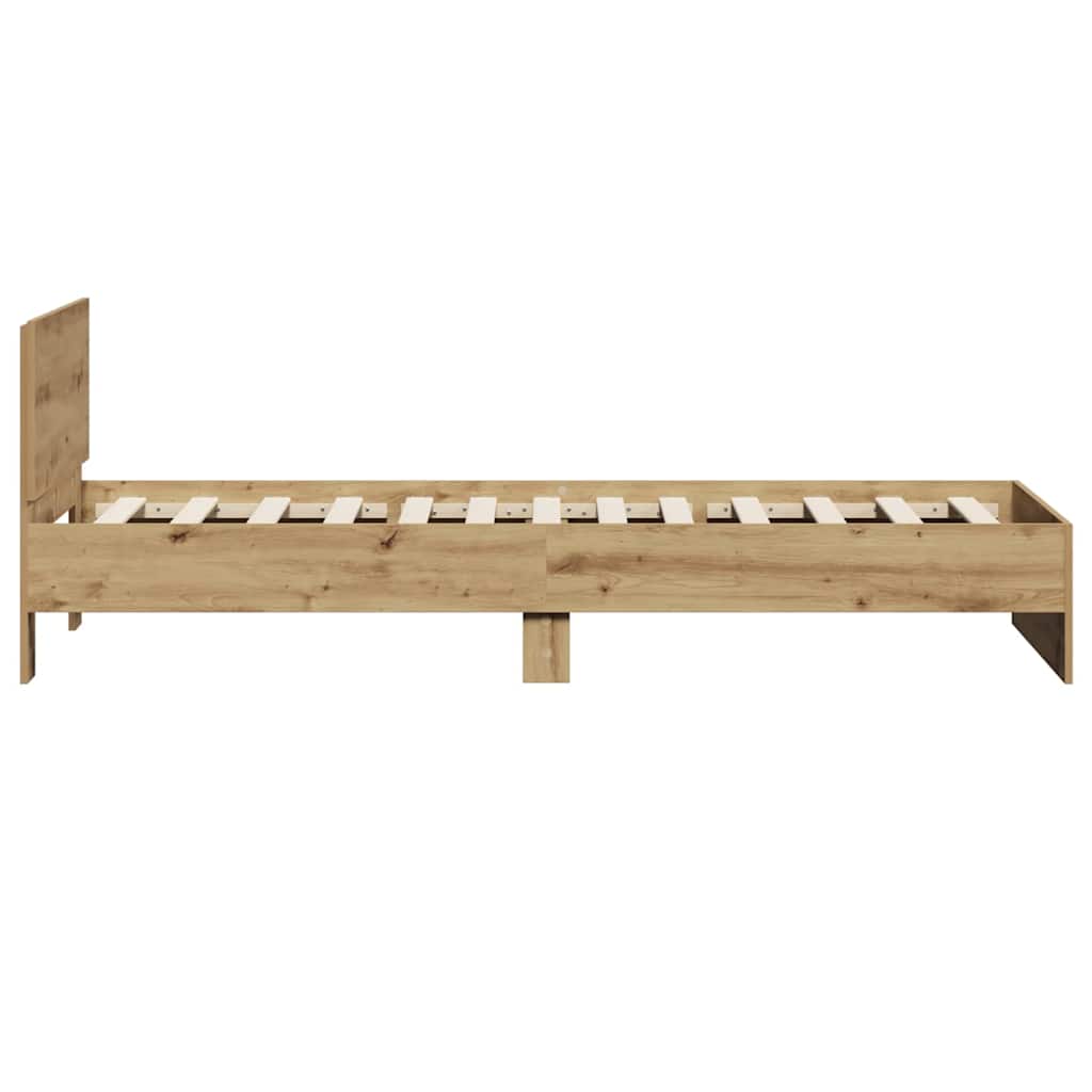 vidaXL Κρεβάτι με Κεφαλάρι Artisan Δρυς 90 x 190 cm Επεξεργασμένο ξύλο