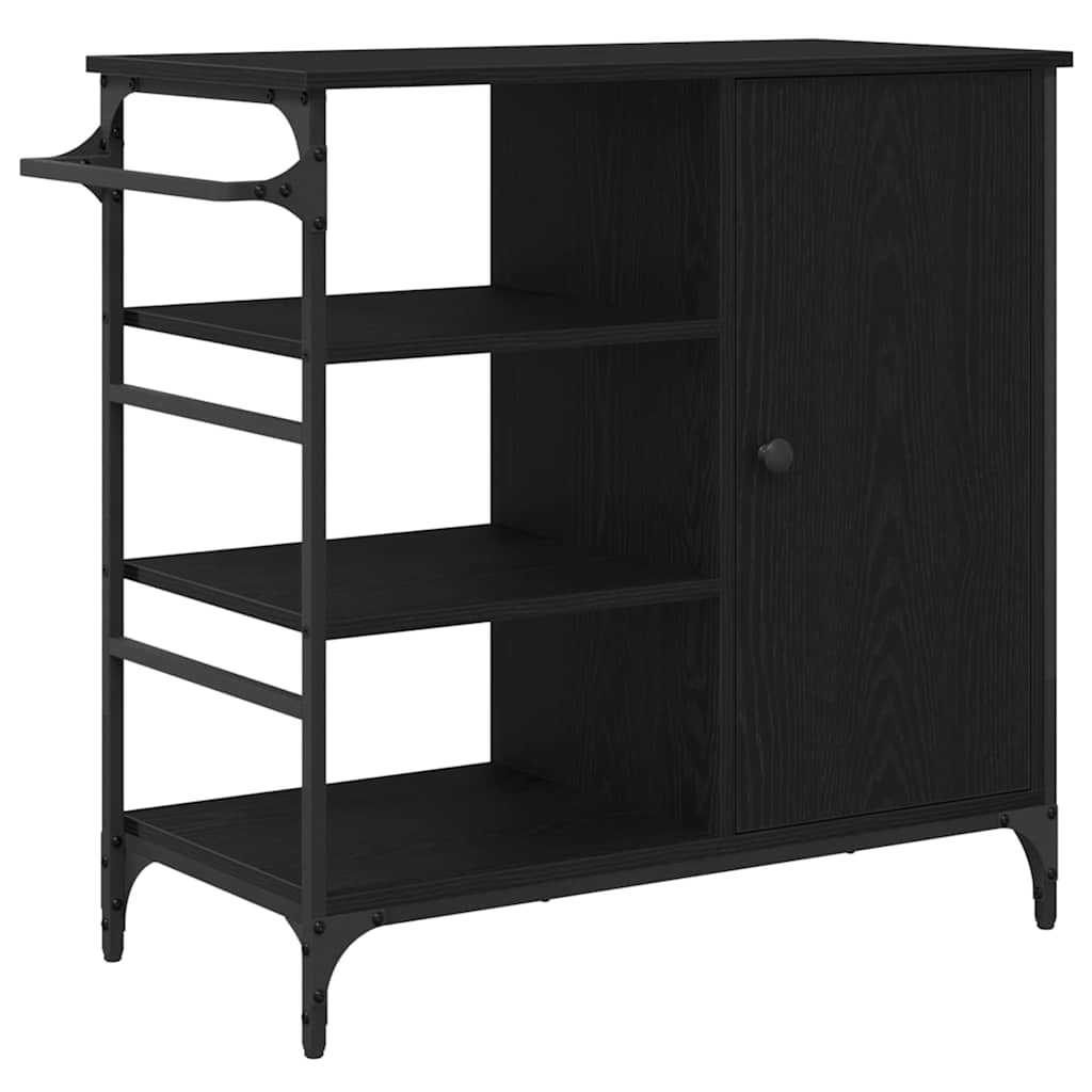 vidaXL Καρότσι Κουζίνας Μαύρη δρυς 87.5 x 38.5 x 84.5 εκ