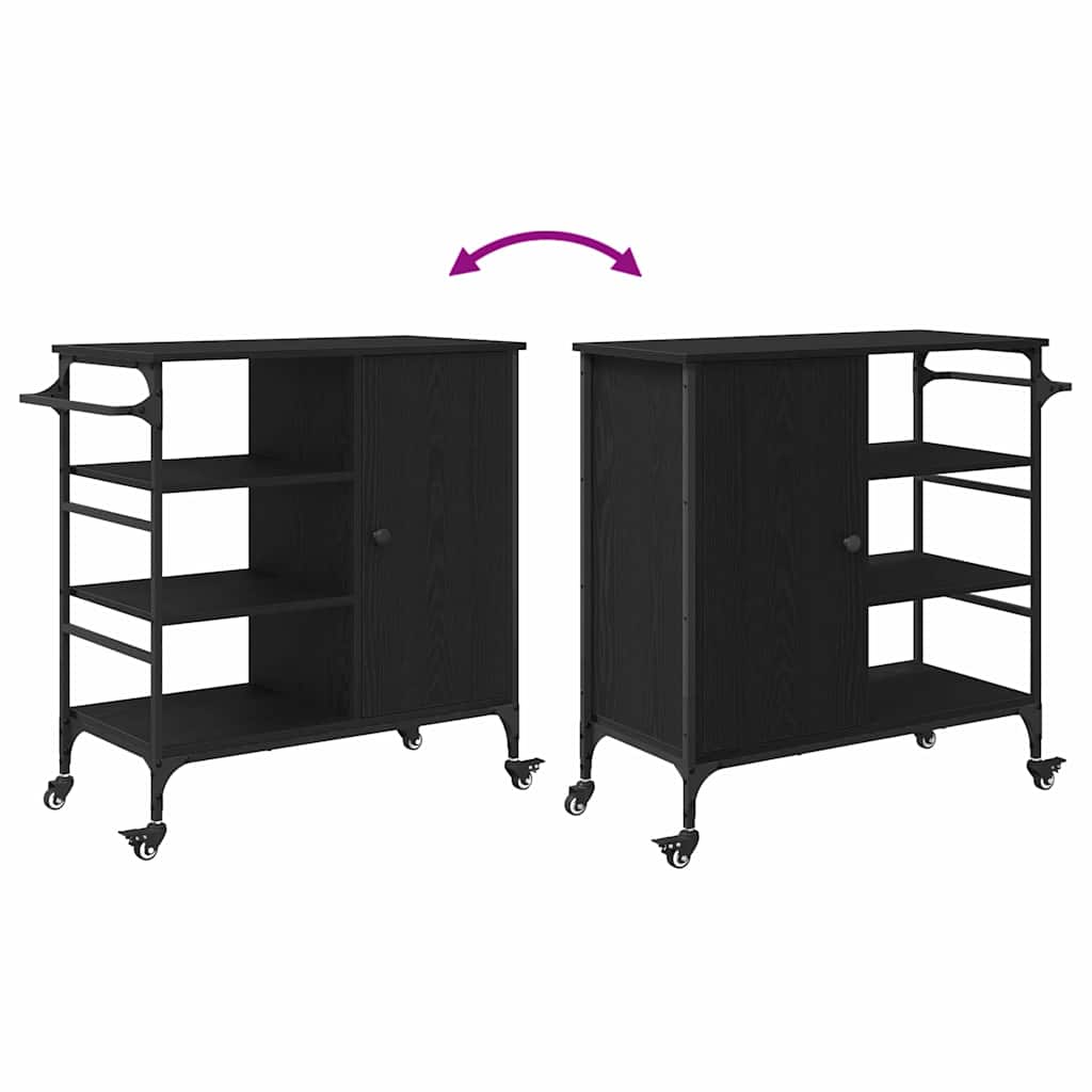 vidaXL Καρότσι Κουζίνας Μαύρη δρυς 87.5 x 38.5 x 84.5 εκ