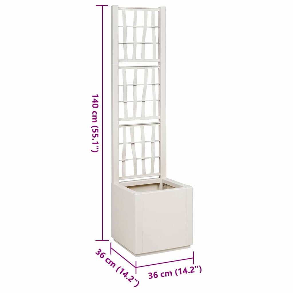 vidaXL Γλάστρα Κήπου Λευκό 36 x 36 x 140 εκ. Πολυπροπυλένιο