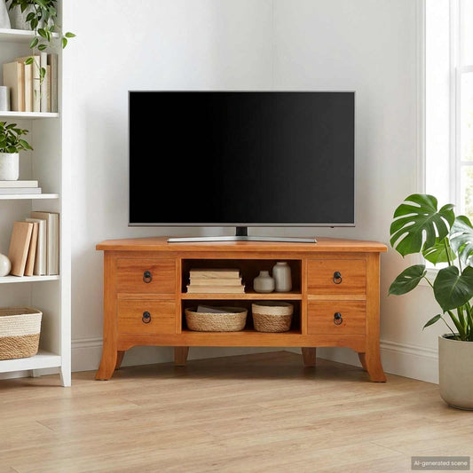 vidaXL Ντουλάπι TV Φυσικό 100 x 40,5 x 46 εκ. Στερεό ξύλο Μαόνι