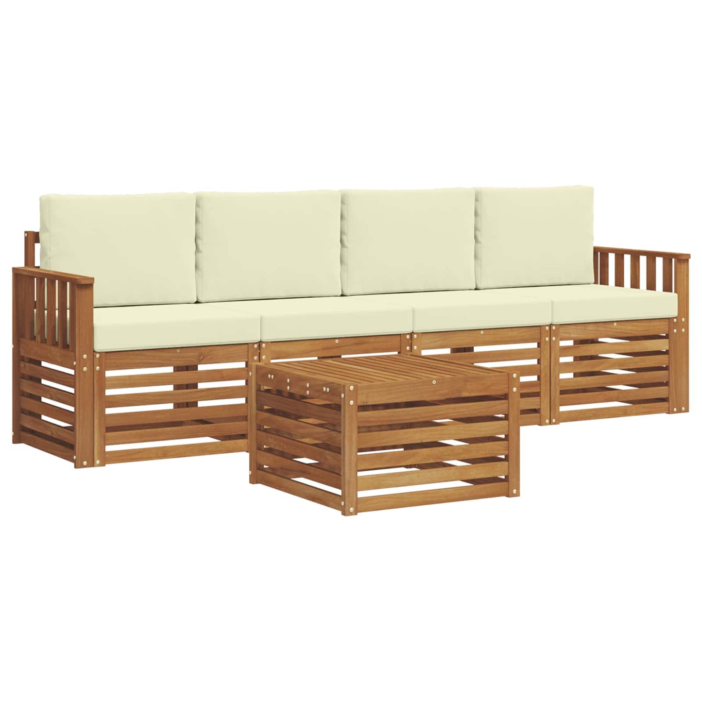 vidaXL Σειρά Καναπέ Εξωτερικού με μαξιλάρι 5 pcs Φυσικό και Κρέμα