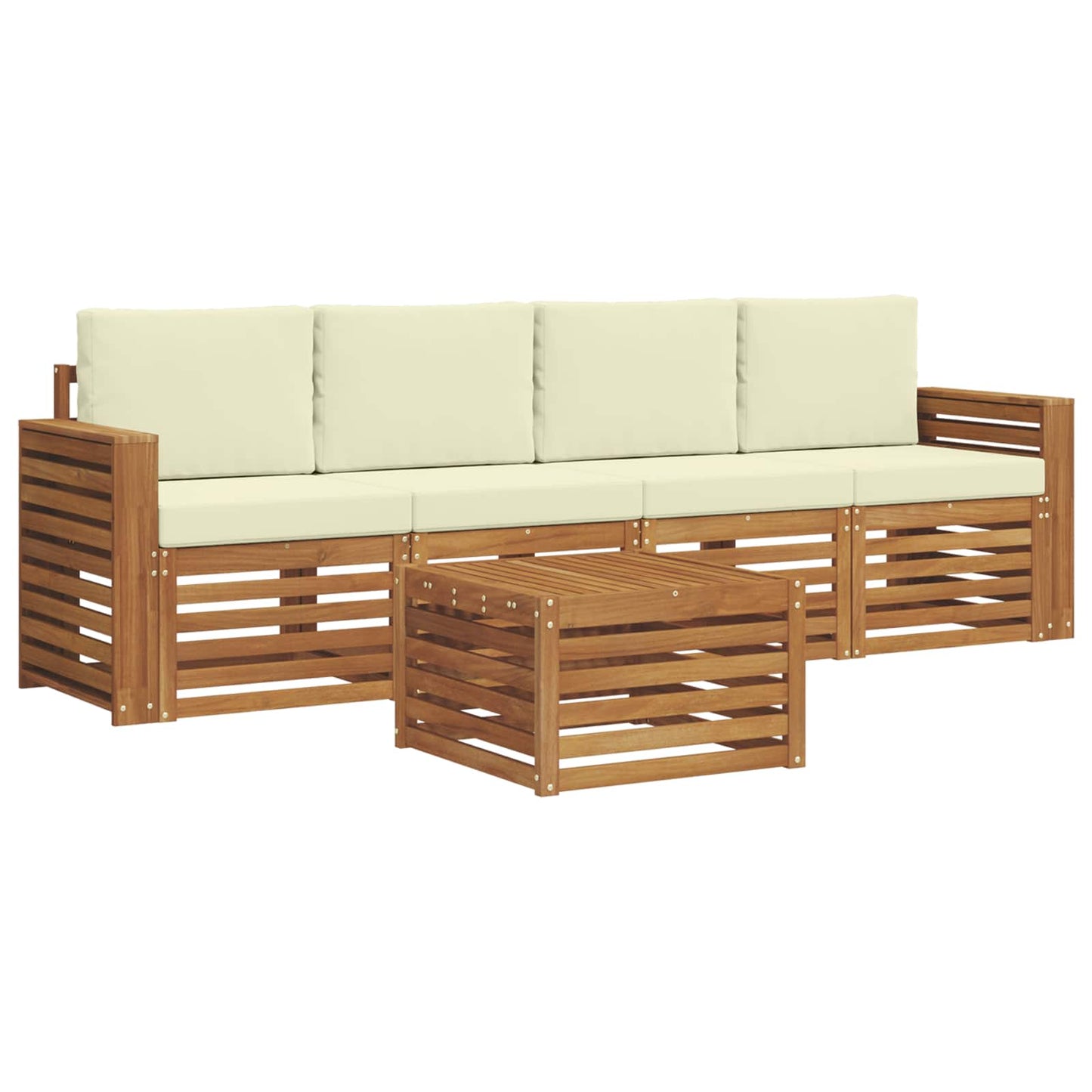 vidaXL Σειρά Καναπέ Εξωτερικού με μαξιλάρι 5 pcs Φυσικό και Κρέμα