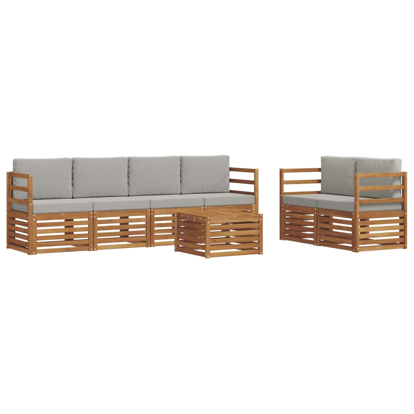 vidaXL Σειρά Καναπέ Εξωτερικού 7 pcs Φυσικό και Ανοιχτό Γκρι