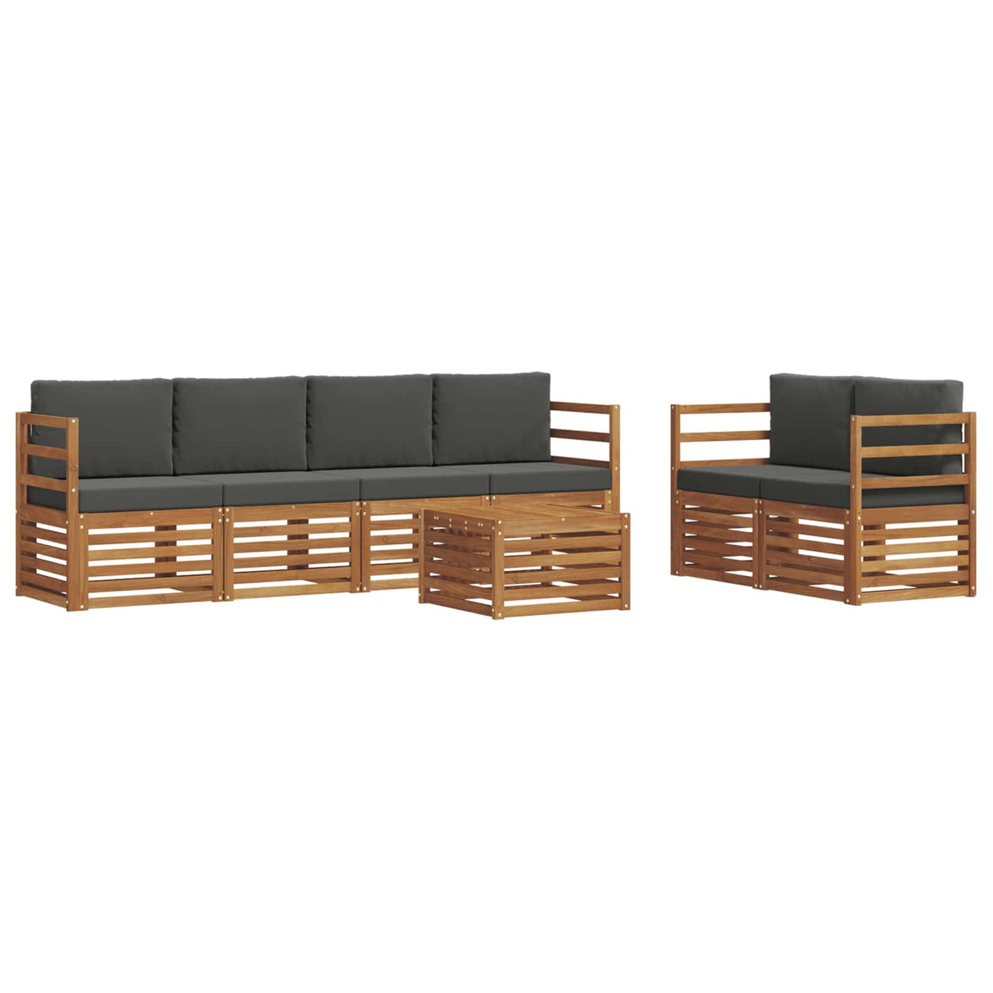 vidaXL Σειρά Καναπέ Εξωτερικού με μαξιλάρι 7 pcs Φυσικό και Ανθρακί