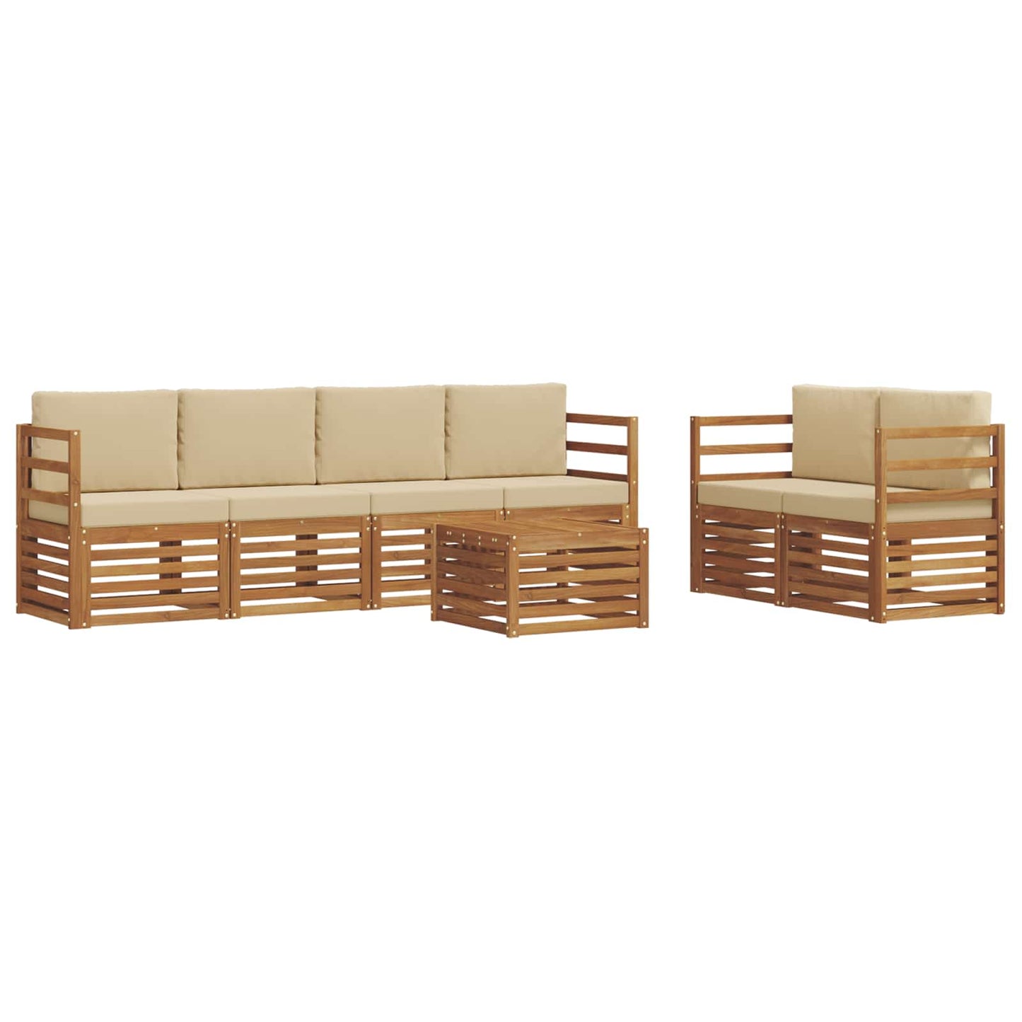 vidaXL Σειρά Καναπέ Εξωτερικού με μαξιλάρι 7 pcs Φυσικό και Μπεζ