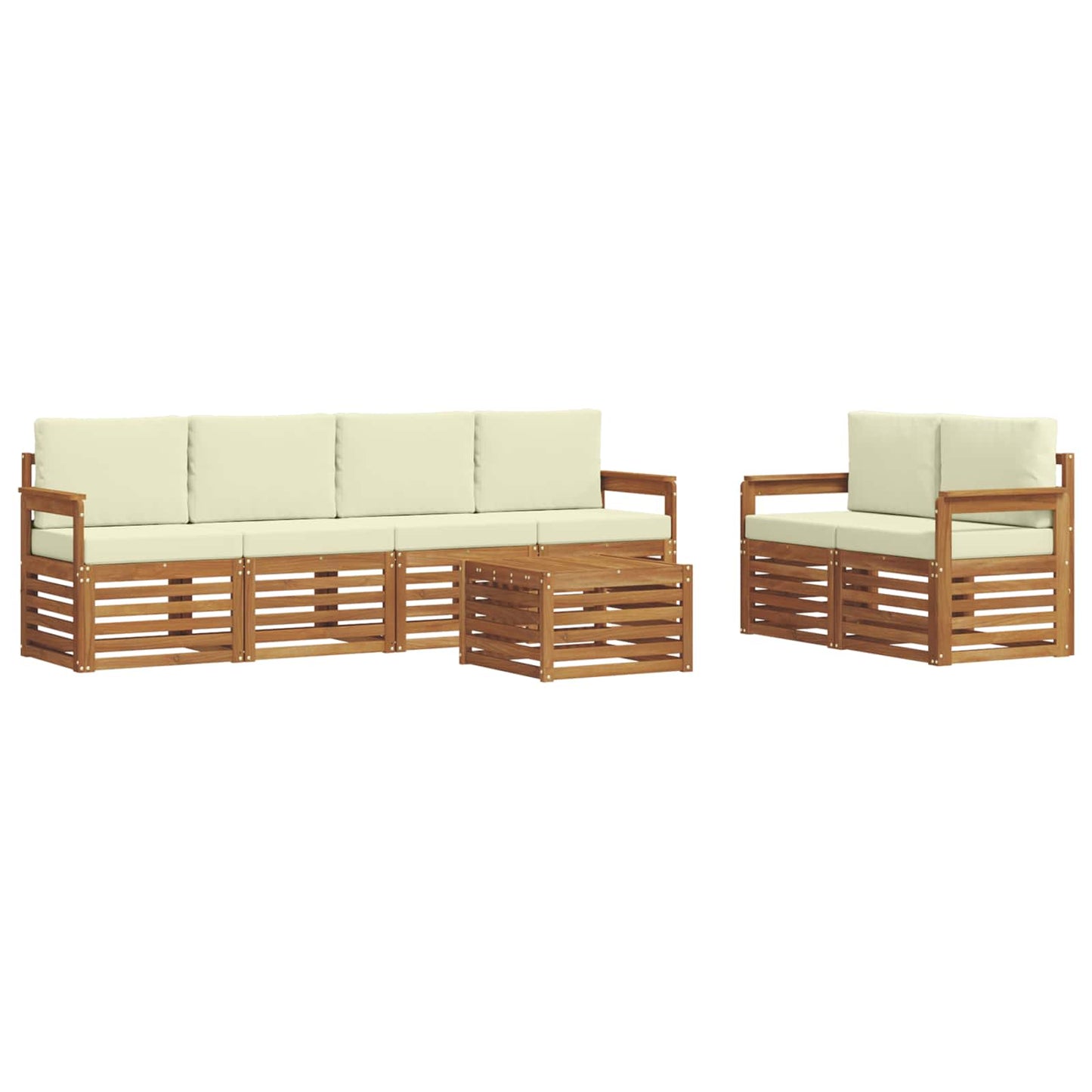 vidaXL Σειρά Καναπέ Εξωτερικού με μαξιλάρι 7 pcs Φυσικό και Κρέμα