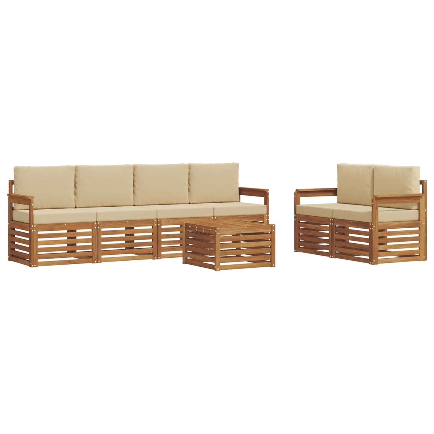 vidaXL Σειρά Καναπέ Εξωτερικού με μαξιλάρι 7 pcs Φυσικό και Μπεζ