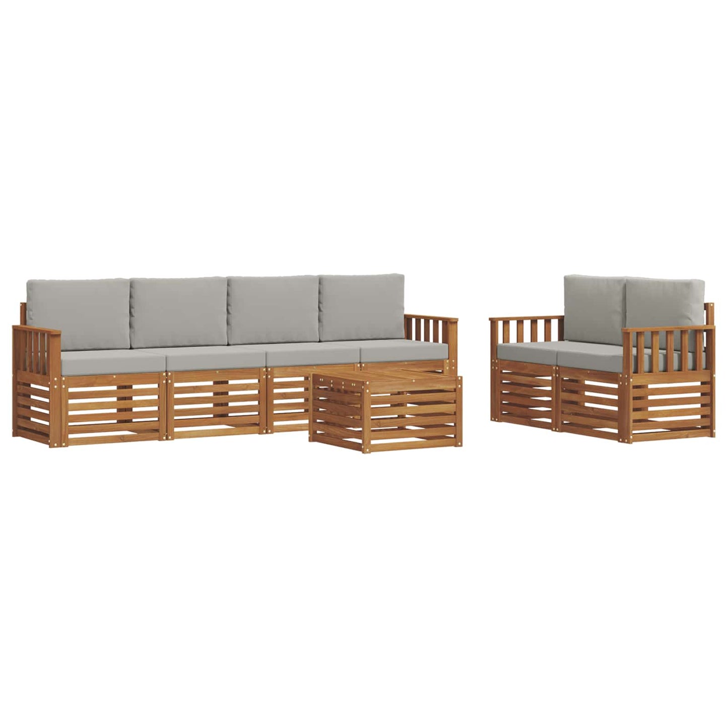 vidaXL Σειρά Καναπέ Εξωτερικού 7 pcs Φυσικό και Ανοιχτό Γκρι
