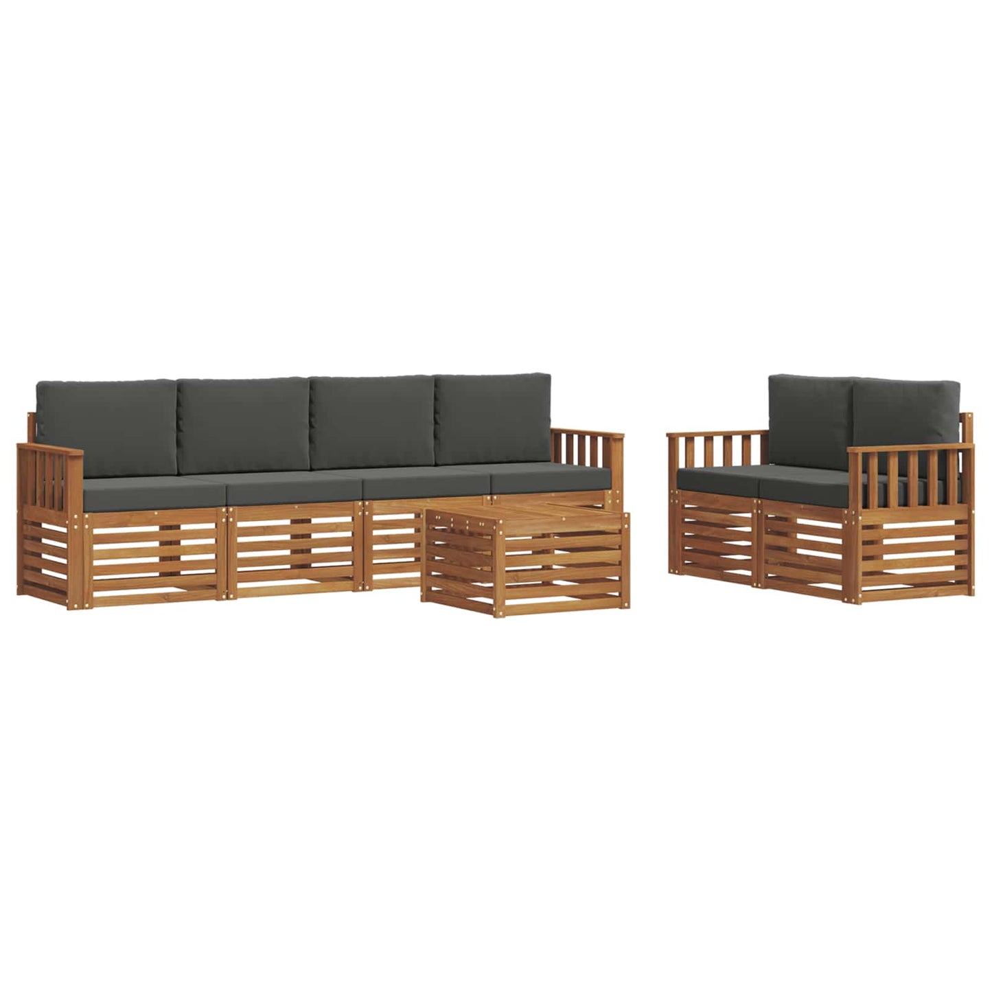 vidaXL Σειρά Καναπέ Εξωτερικού με μαξιλάρι 7 pcs Φυσικό και Ανθρακί