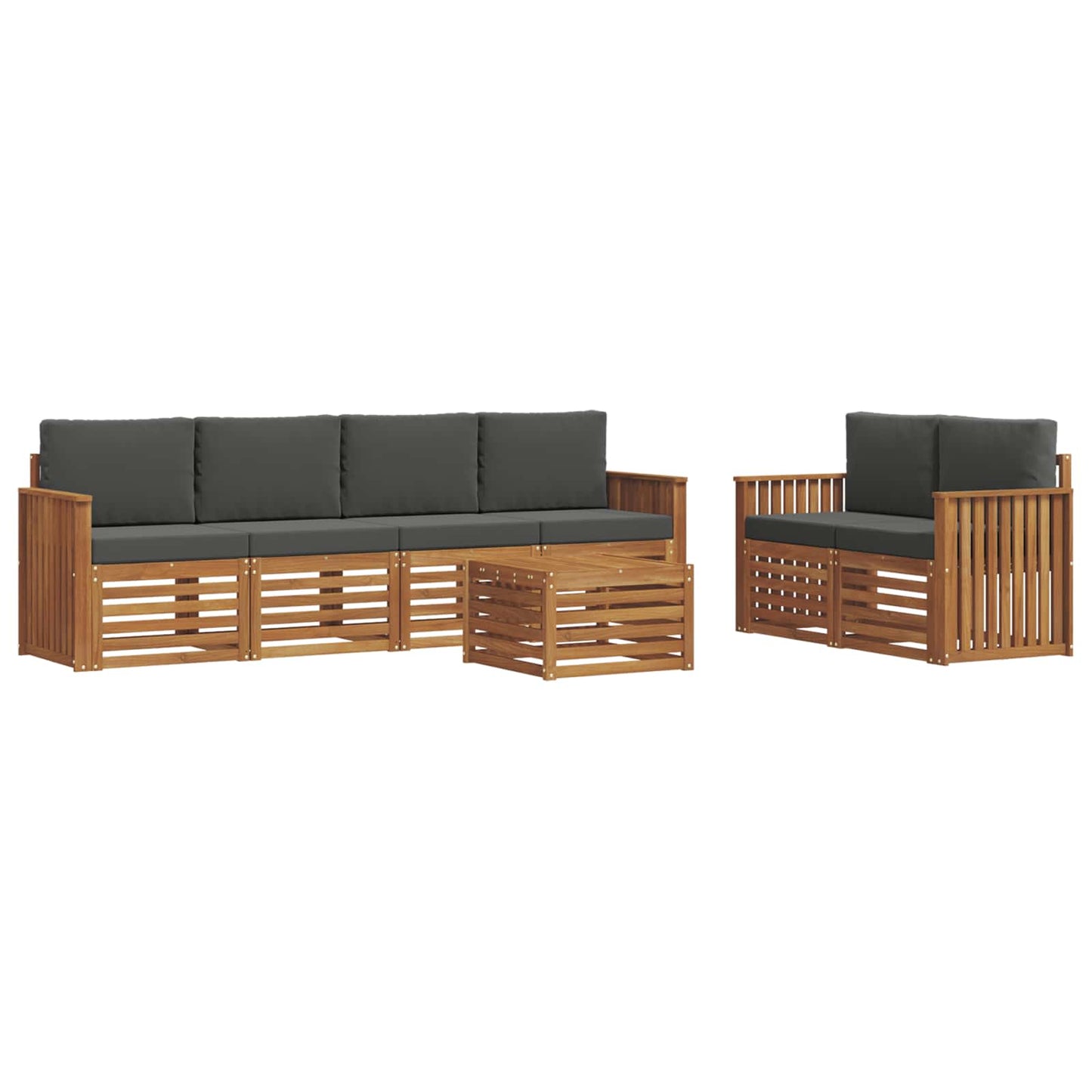 vidaXL Σειρά Καναπέ Εξωτερικού με μαξιλάρι 7 pcs Φυσικό και Ανθρακί