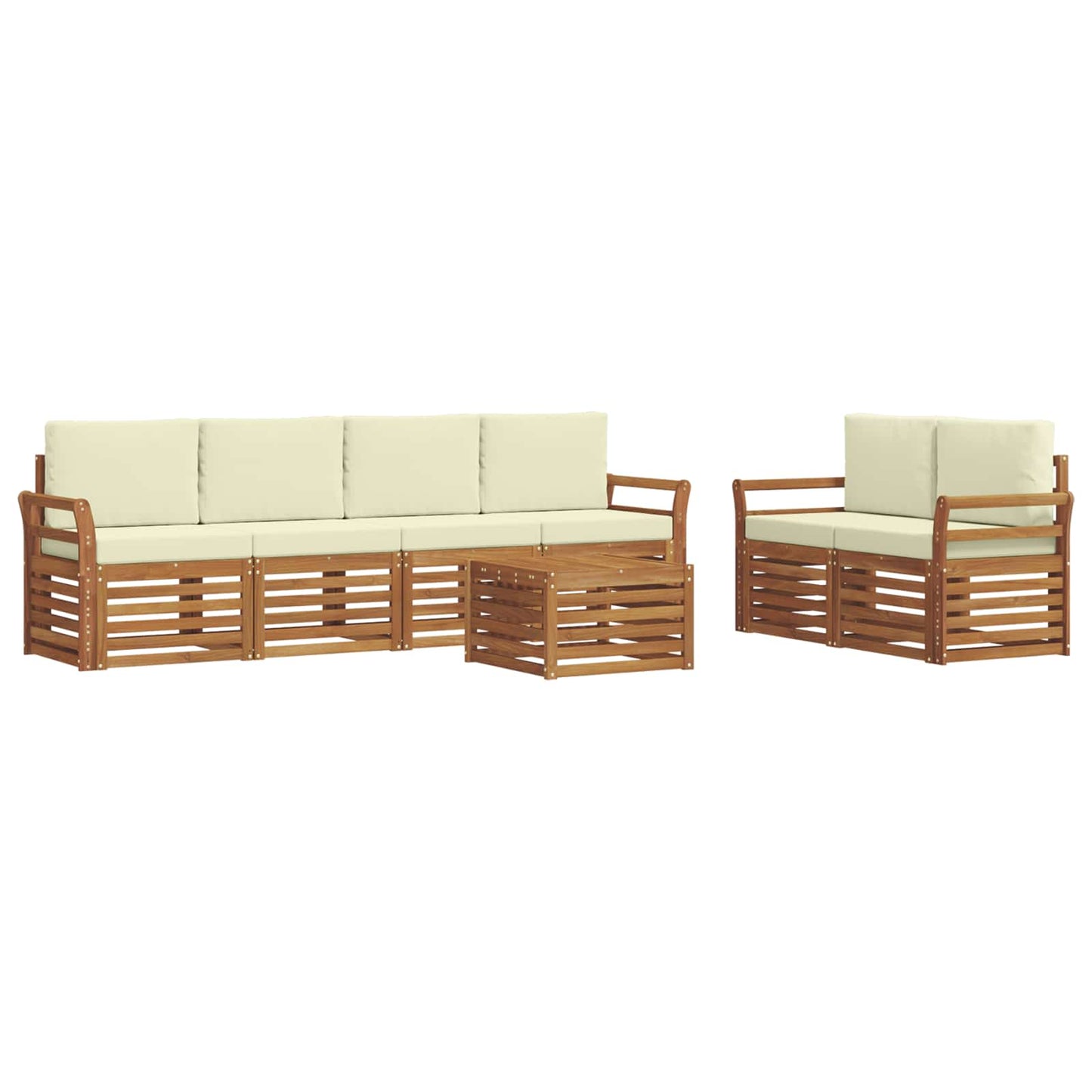vidaXL Σειρά Καναπέ Εξωτερικού με μαξιλάρι 7 pcs Φυσικό και Κρέμα