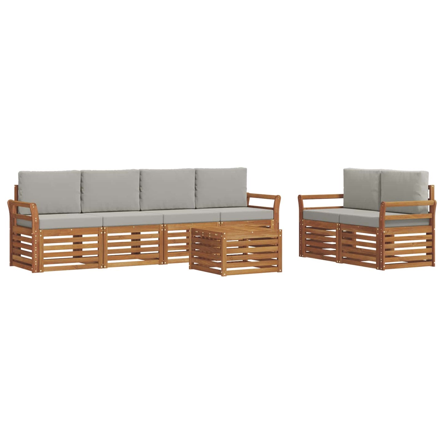 vidaXL Σειρά Καναπέ Εξωτερικού 7 pcs Φυσικό και Ανοιχτό Γκρι