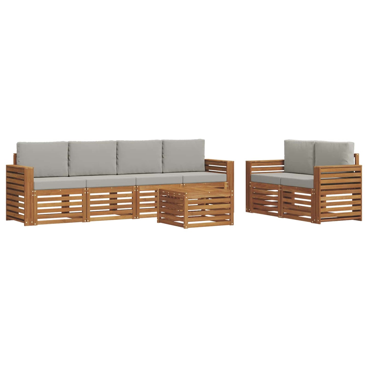 vidaXL Σειρά Καναπέ Εξωτερικού 7 pcs Φυσικό και Ανοιχτό Γκρι