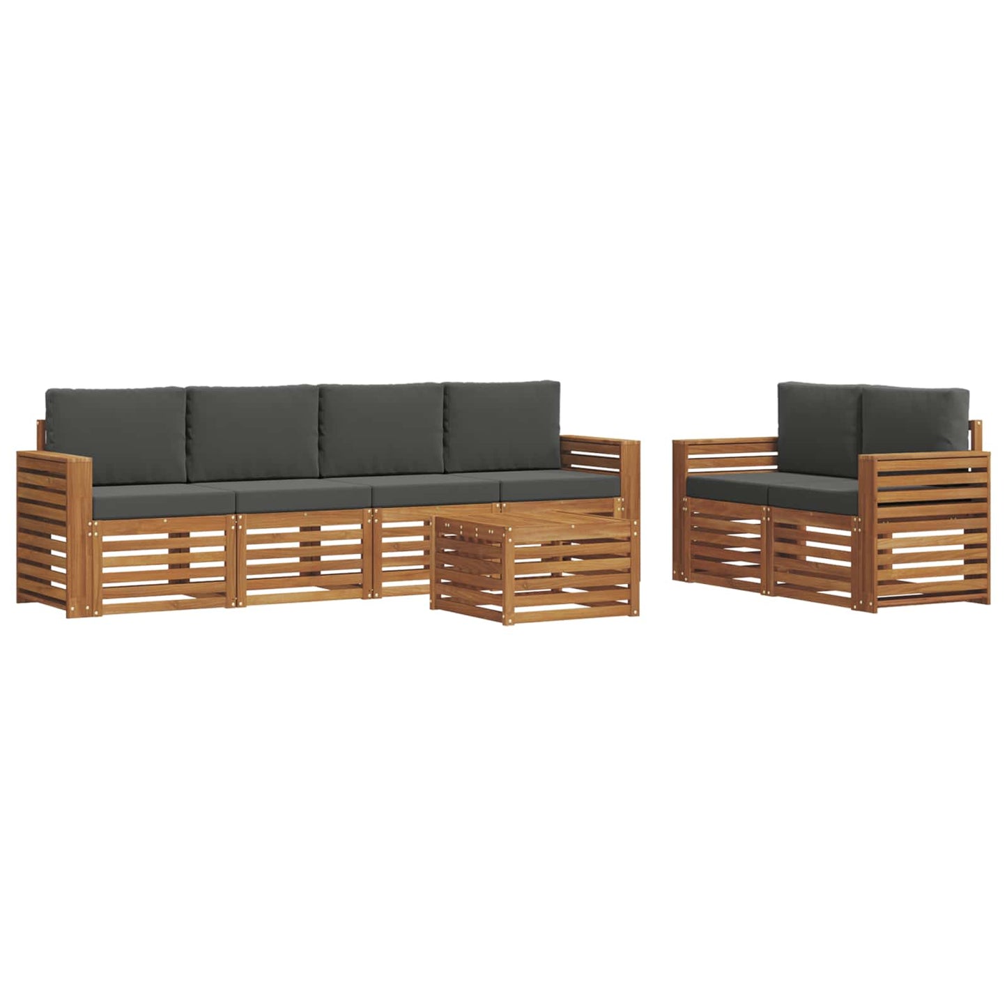 vidaXL Σειρά Καναπέ Εξωτερικού με μαξιλάρι 7 pcs Φυσικό και Ανθρακί