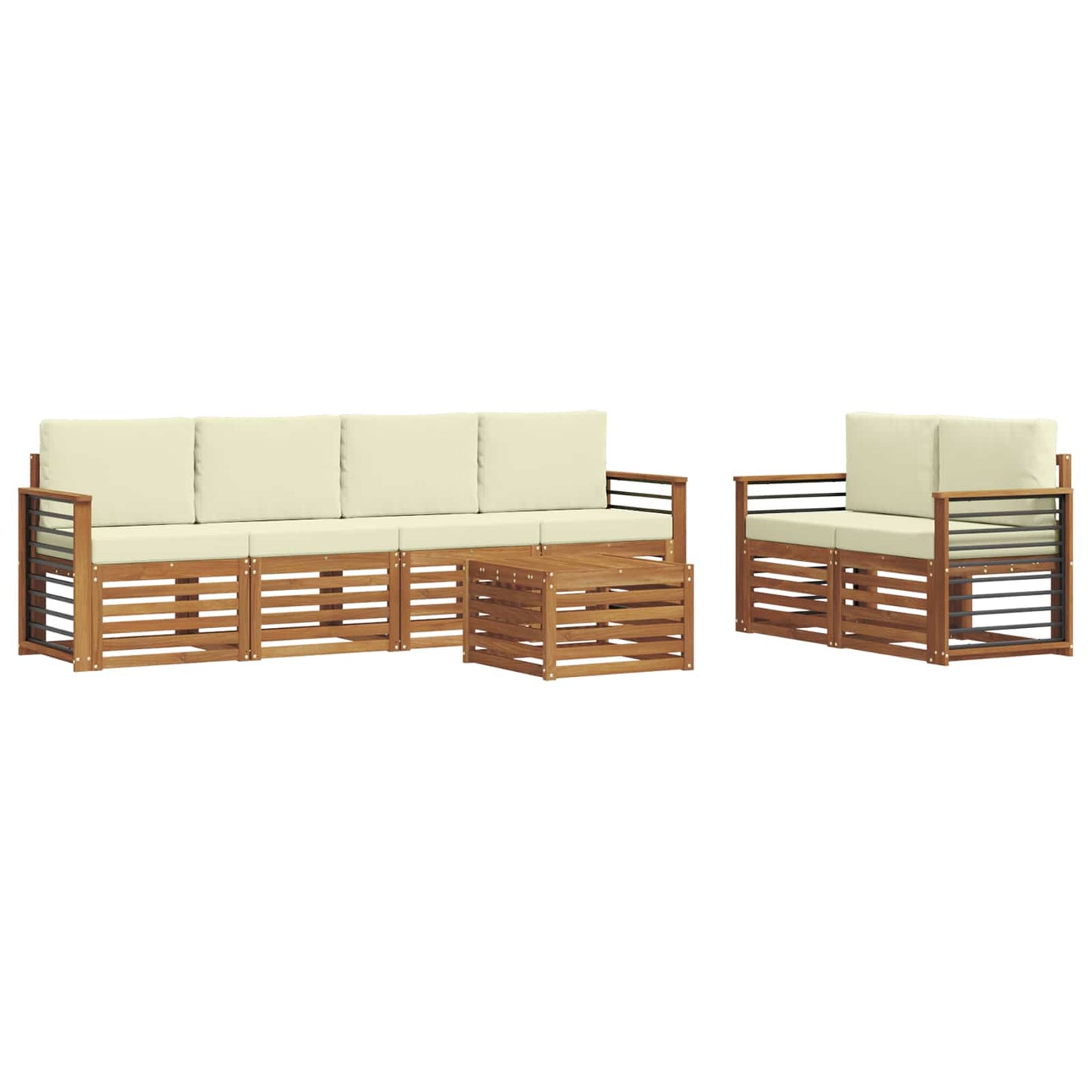vidaXL Σειρά Καναπέ Εξωτερικού με μαξιλάρι 7 pcs Φυσικό και Κρέμα