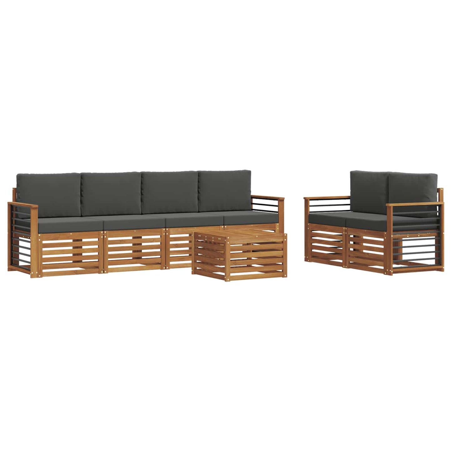 vidaXL Σειρά Καναπέ Εξωτερικού με μαξιλάρι 7 pcs Φυσικό και Ανθρακί