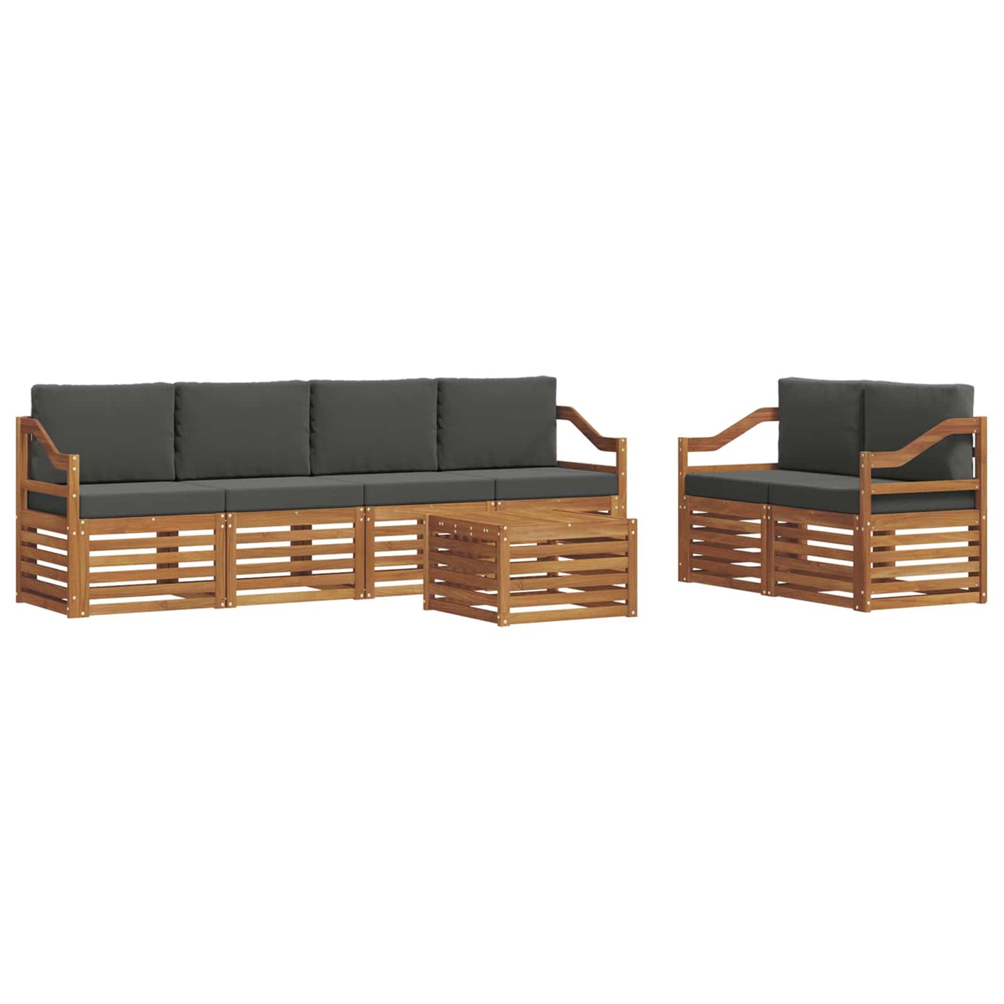 vidaXL Σειρά Καναπέ Εξωτερικού με μαξιλάρι 7 pcs Φυσικό και Ανθρακί
