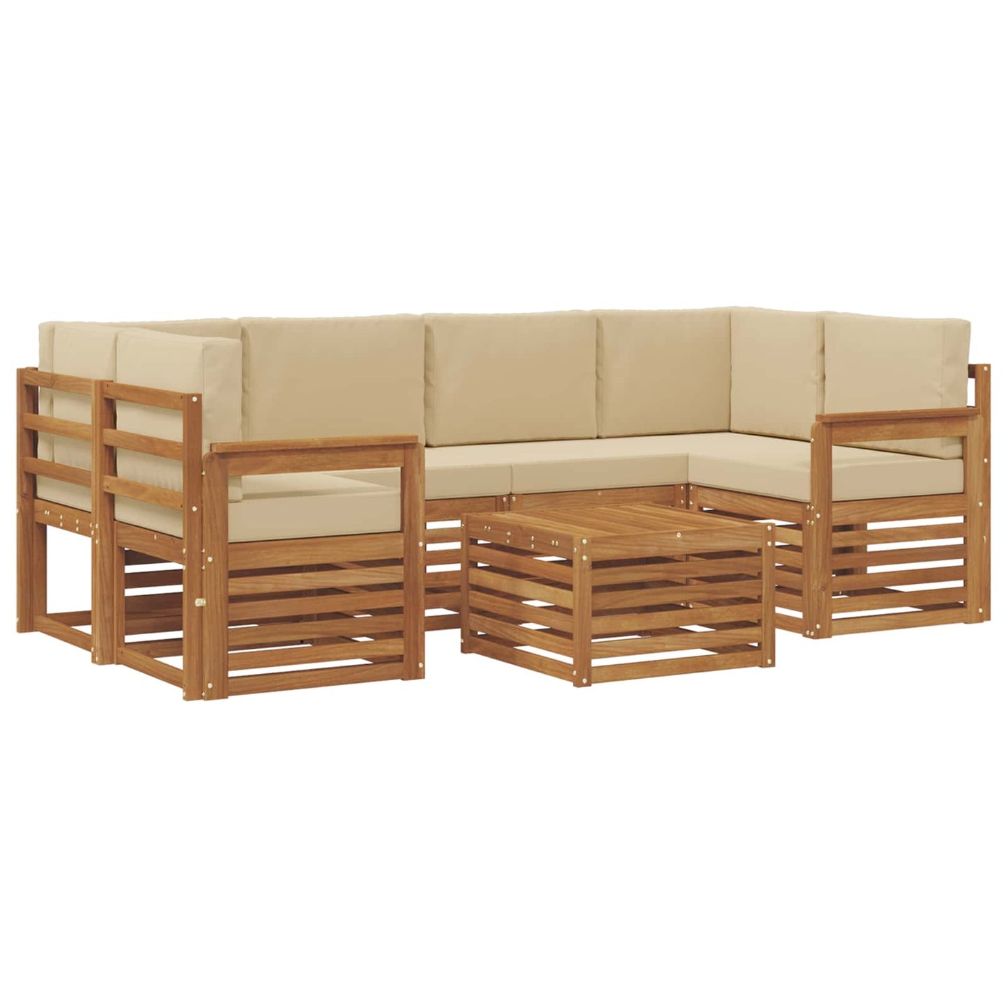 vidaXL Σειρά Καναπέ Εξωτερικού με μαξιλάρι 7 pcs Φυσικό και Μπεζ