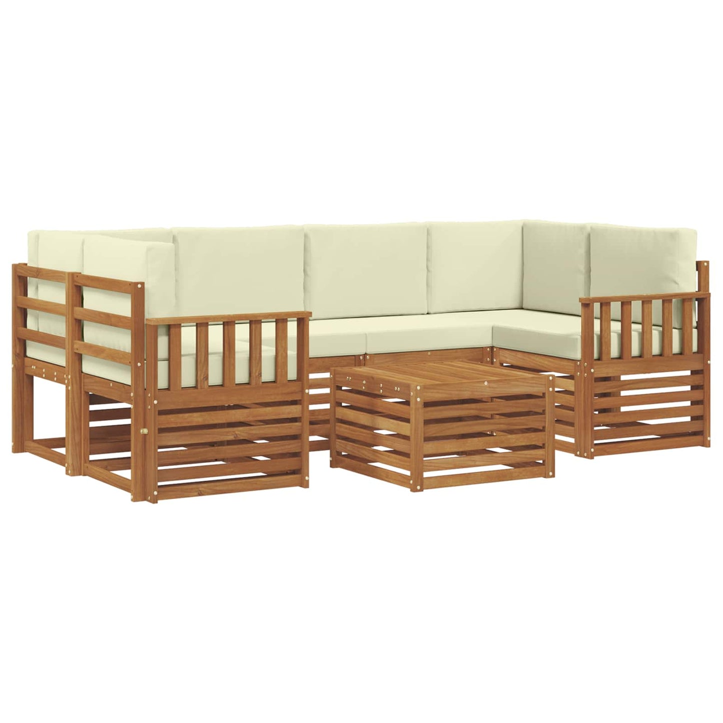 vidaXL Σειρά Καναπέ Εξωτερικού με μαξιλάρι 7 pcs Φυσικό και Κρέμα