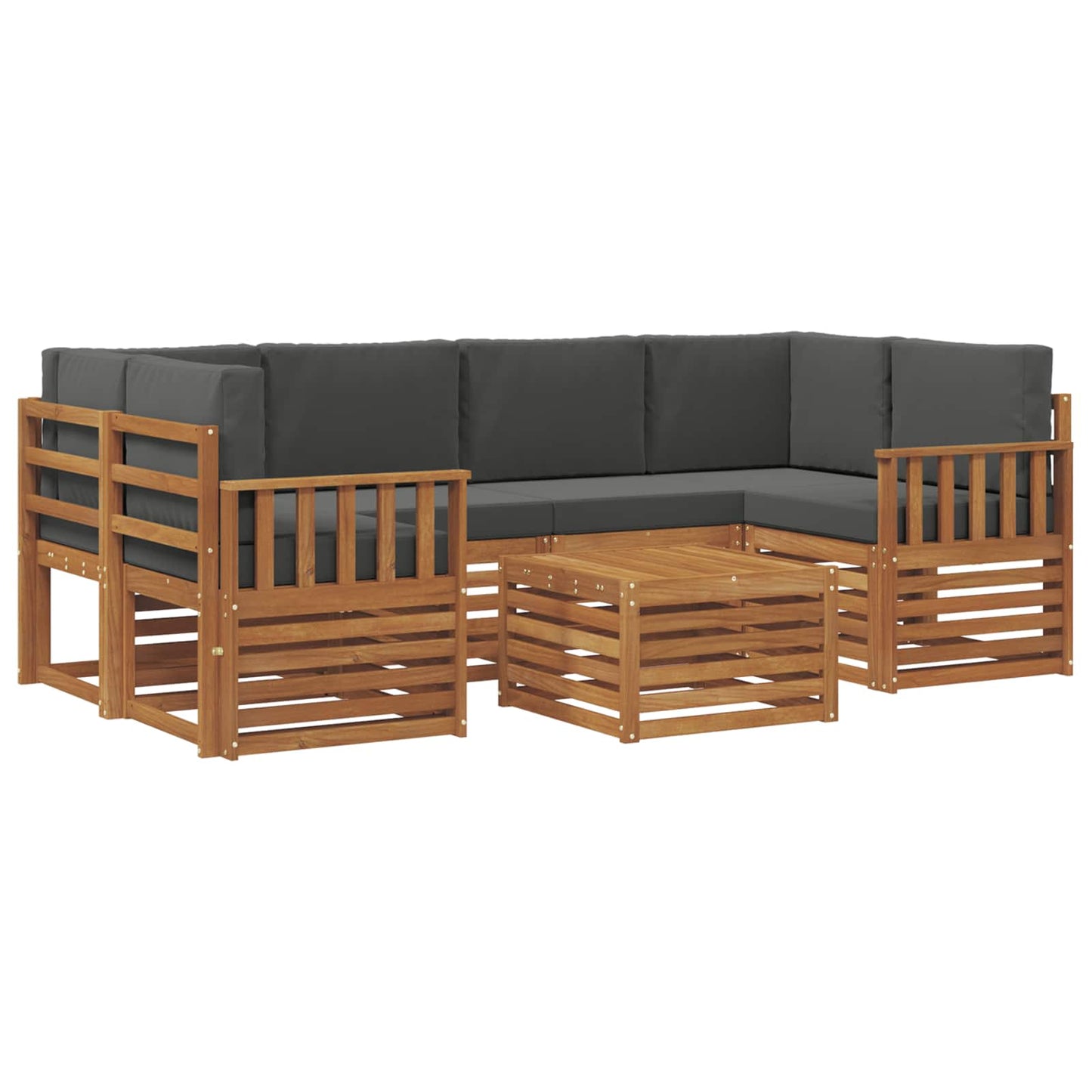 vidaXL Σειρά Καναπέ Εξωτερικού με μαξιλάρι 7 pcs Φυσικό και Ανθρακί