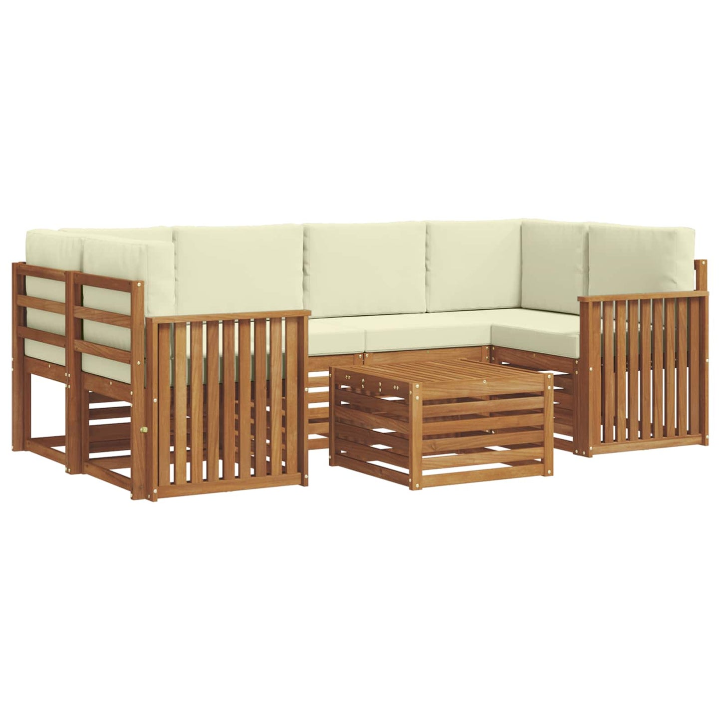 vidaXL Σειρά Καναπέ Εξωτερικού με μαξιλάρι 7 pcs Φυσικό και Κρέμα
