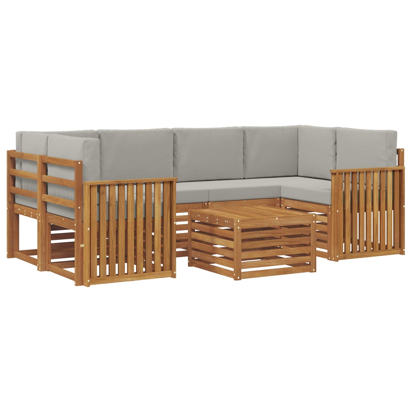 vidaXL Σειρά Καναπέ Εξωτερικού 7 pcs Φυσικό και Ανοιχτό Γκρι