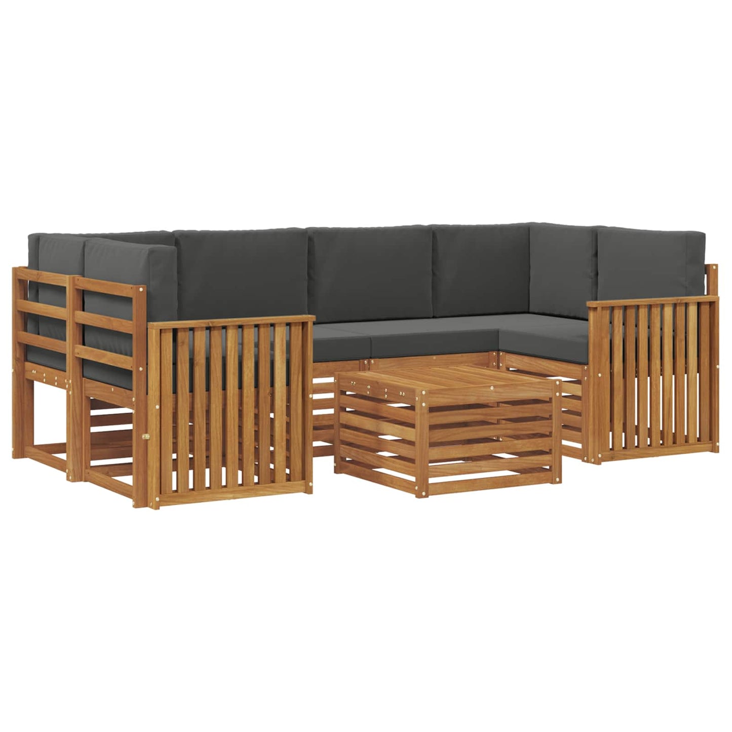 vidaXL Σειρά Καναπέ Εξωτερικού με μαξιλάρι 7 pcs Φυσικό και Ανθρακί