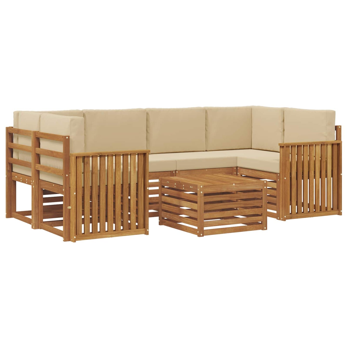 vidaXL Σειρά Καναπέ Εξωτερικού με μαξιλάρι 7 pcs Φυσικό και Μπεζ