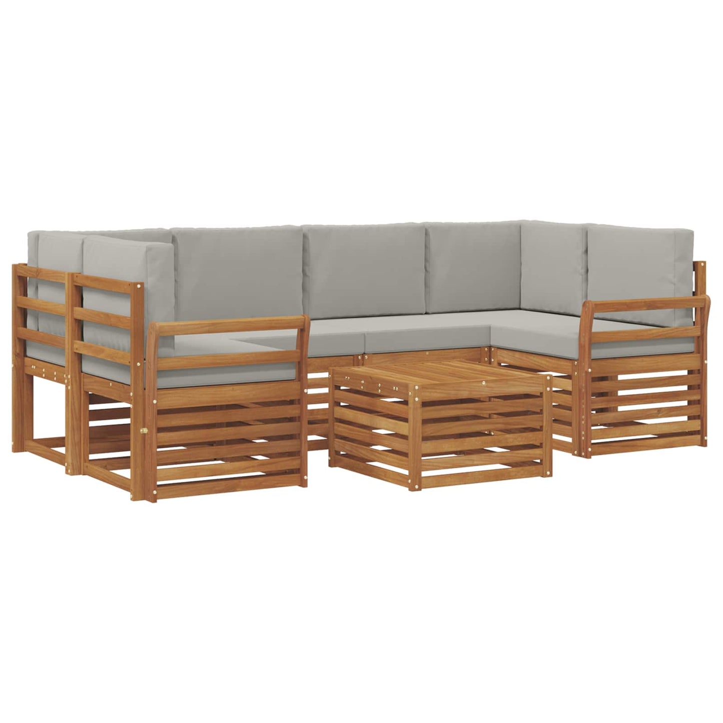 vidaXL Σειρά Καναπέ Εξωτερικού 7 pcs Φυσικό και Ανοιχτό Γκρι