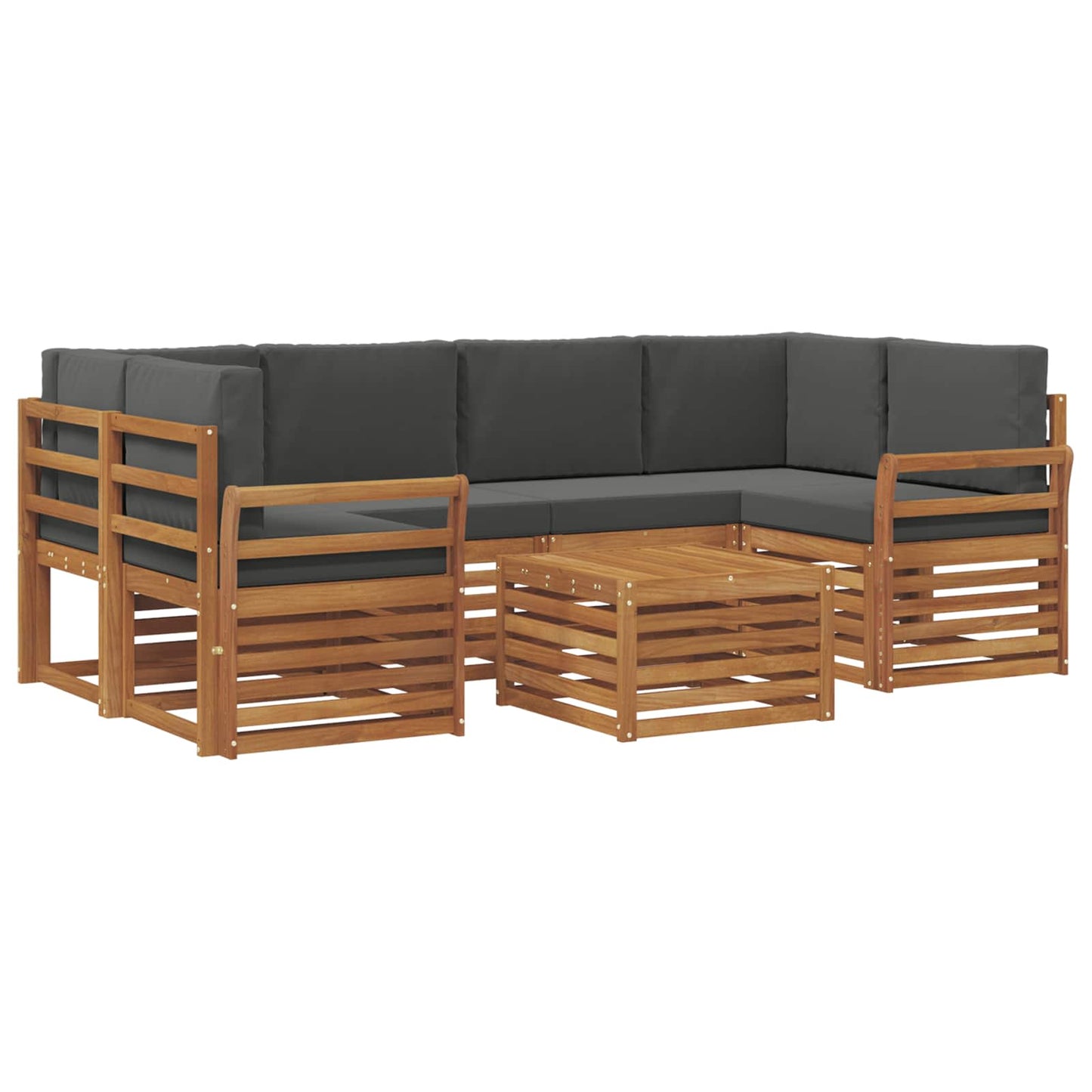 vidaXL Σειρά Καναπέ Εξωτερικού με μαξιλάρι 7 pcs Φυσικό και Ανθρακί