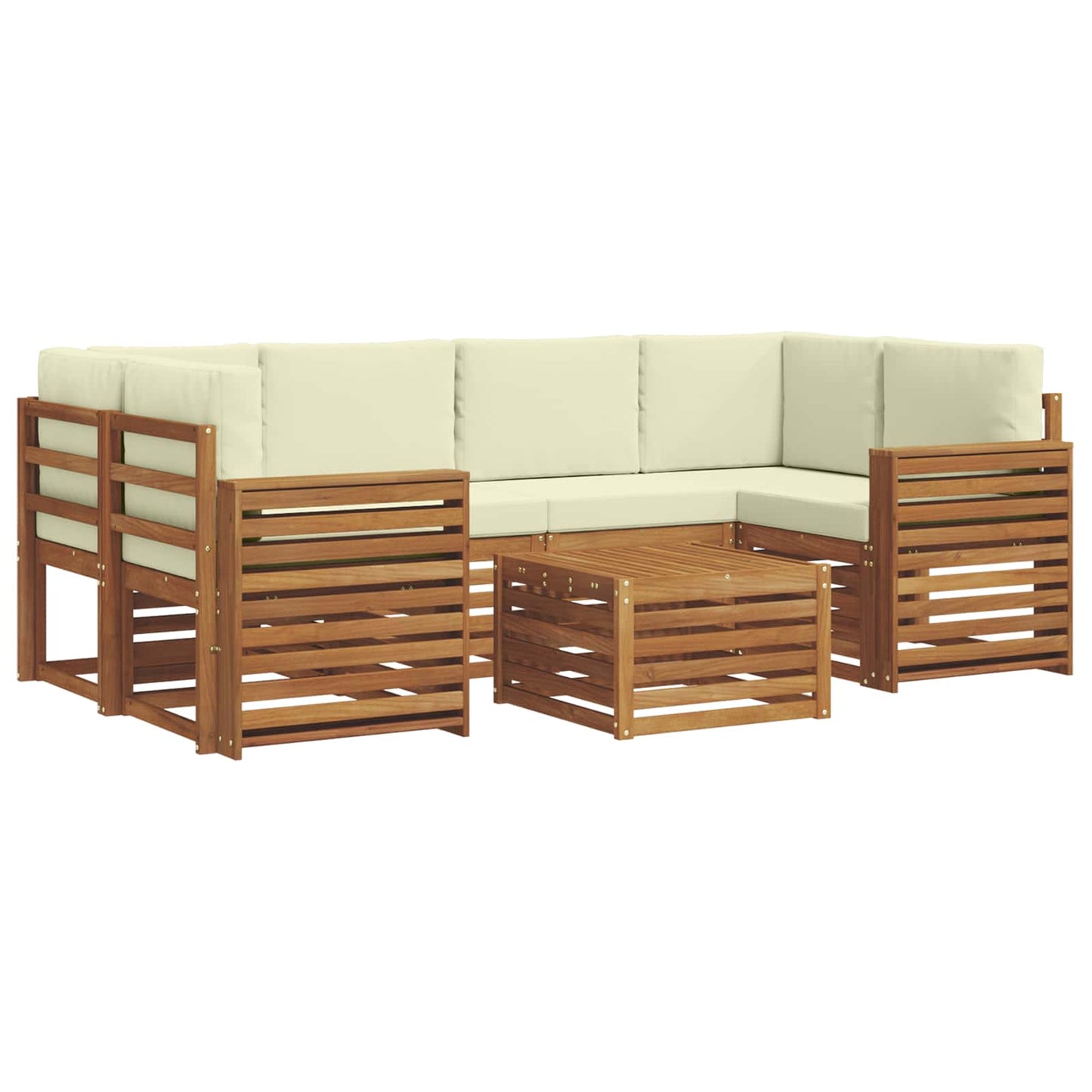 vidaXL Σειρά Καναπέ Εξωτερικού με μαξιλάρι 7 pcs Φυσικό και Κρέμα