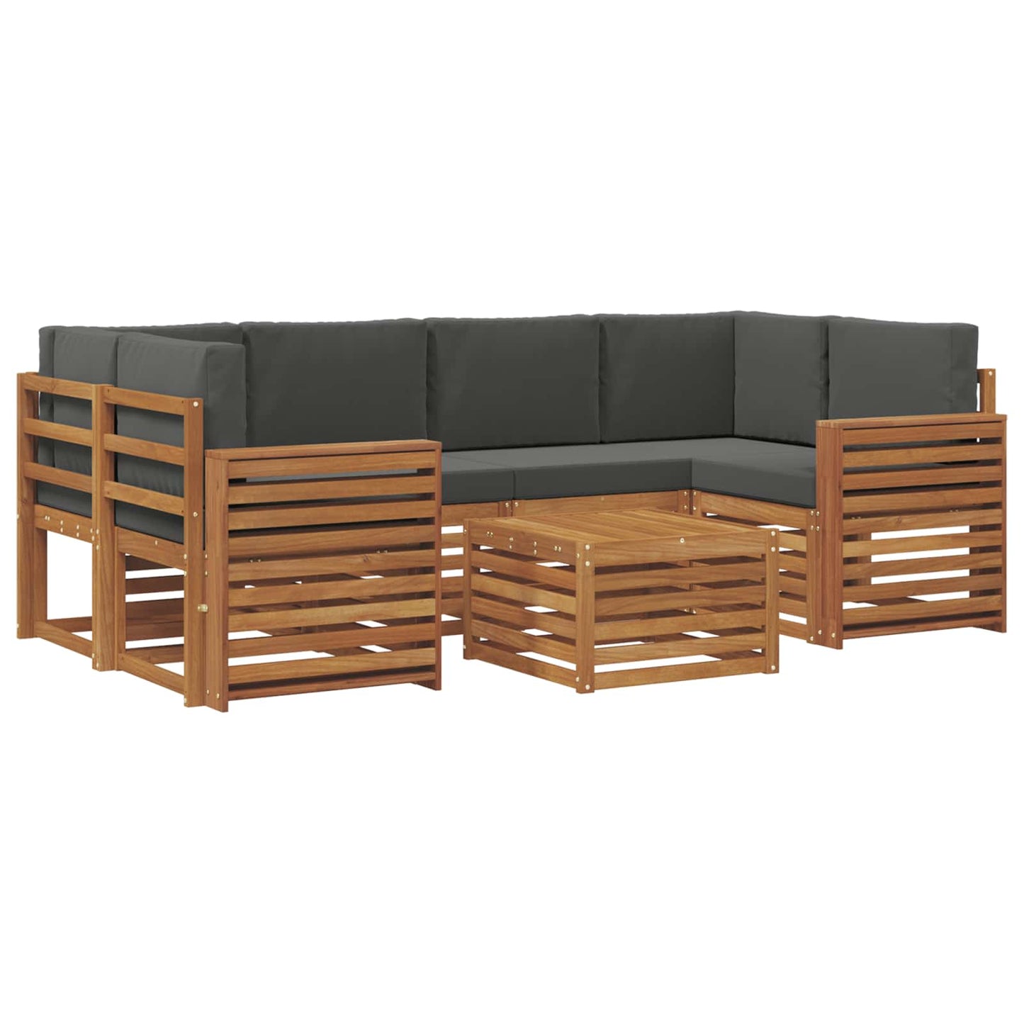 vidaXL Σειρά Καναπέ Εξωτερικού με μαξιλάρι 7 pcs Φυσικό και Ανθρακί