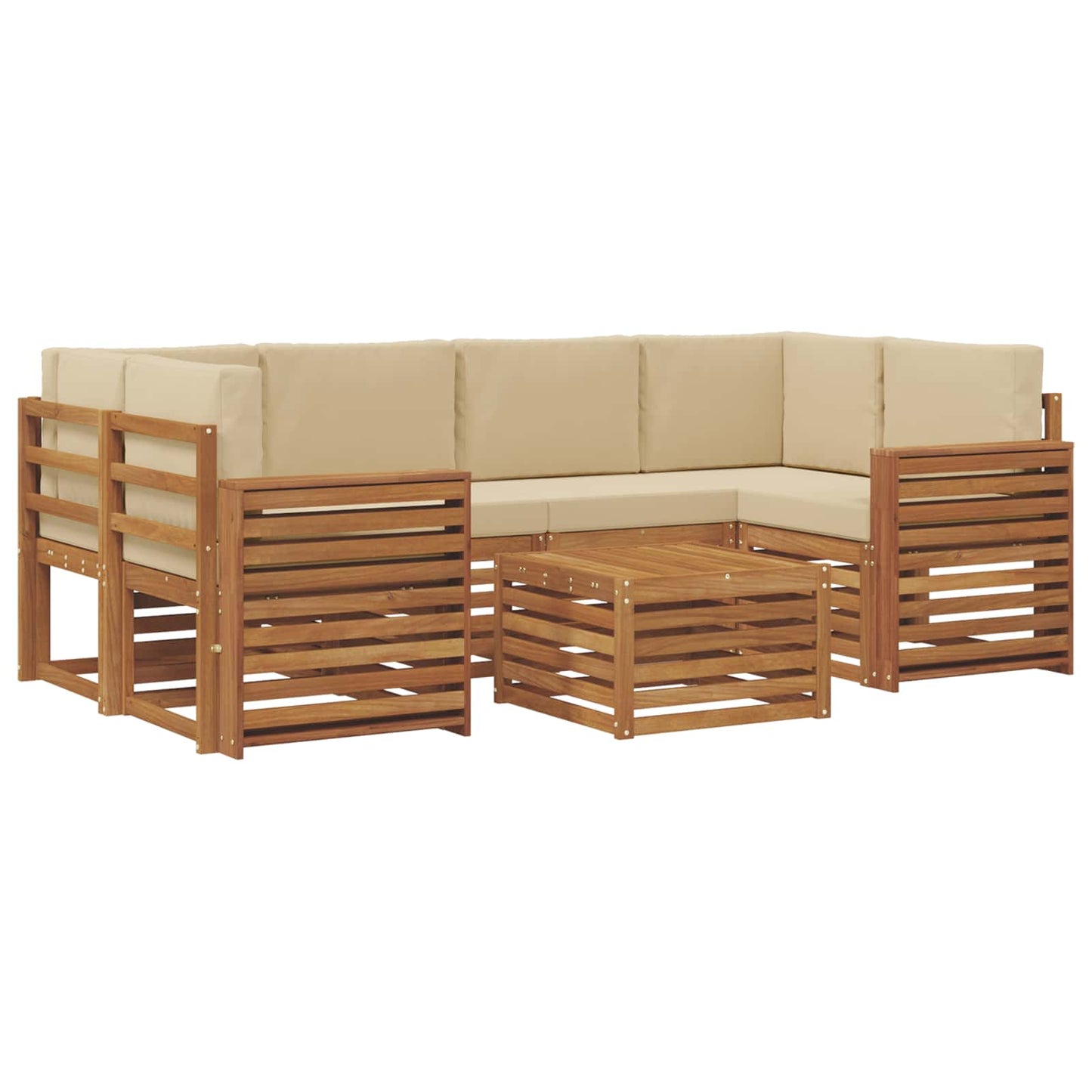 vidaXL Σειρά Καναπέ Εξωτερικού με μαξιλάρι 7 pcs Φυσικό και Μπεζ
